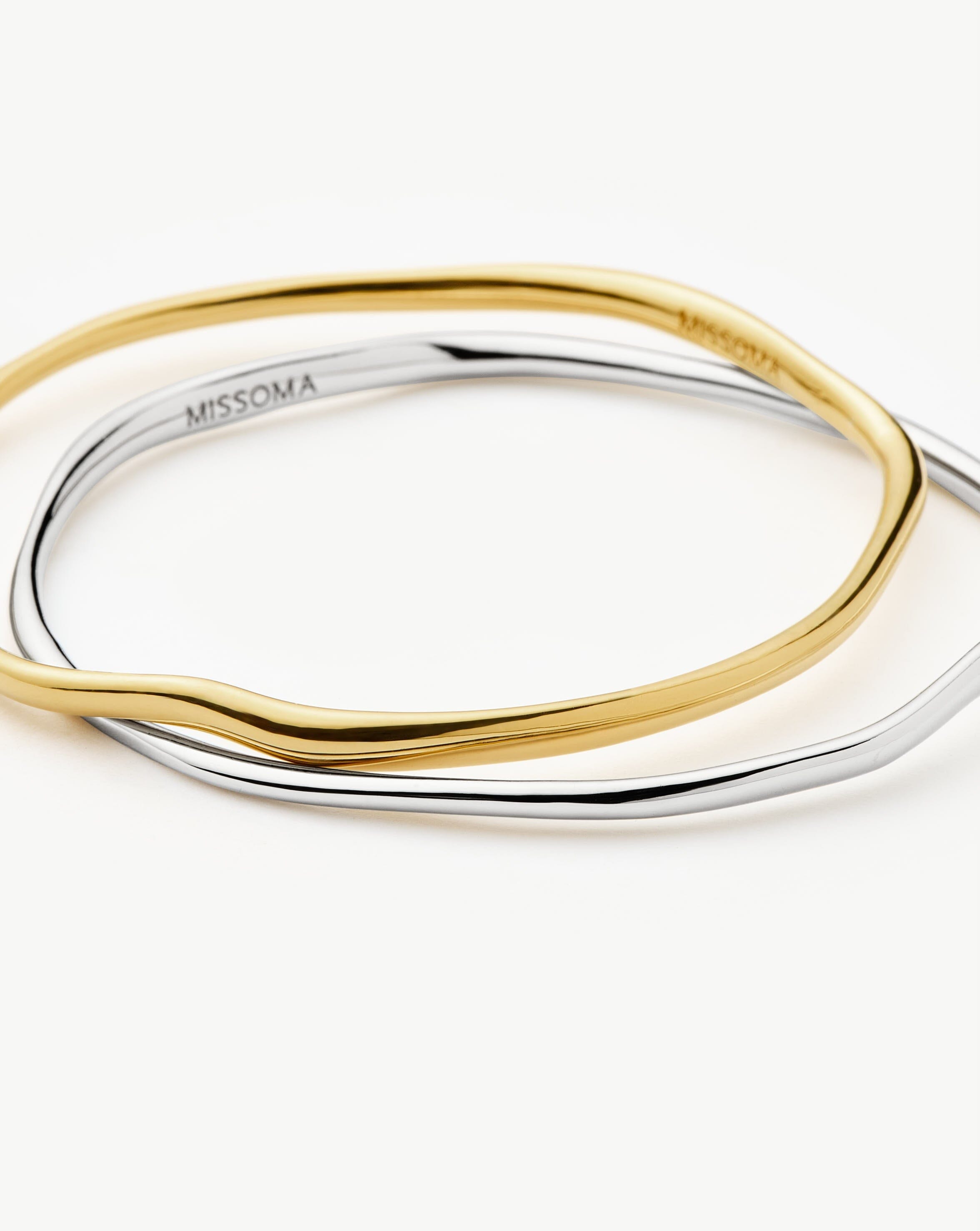 Molten Ripple Bangle Bracelet Set | Mixed Metal Bracelets Missoma 