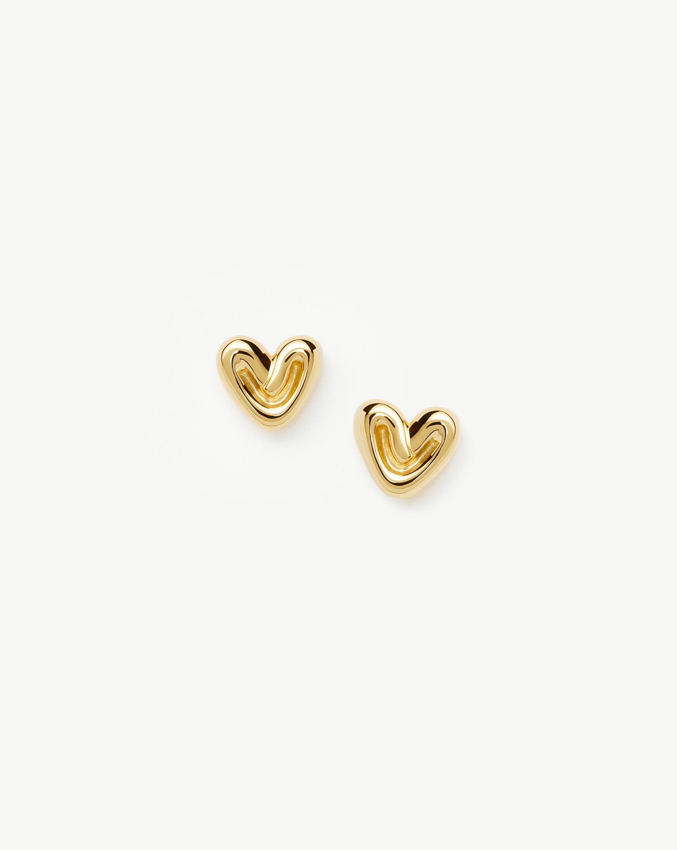 Puffy Heart Mini Stud Earrings | 18ct Gold Vermeil Earrings Missoma 