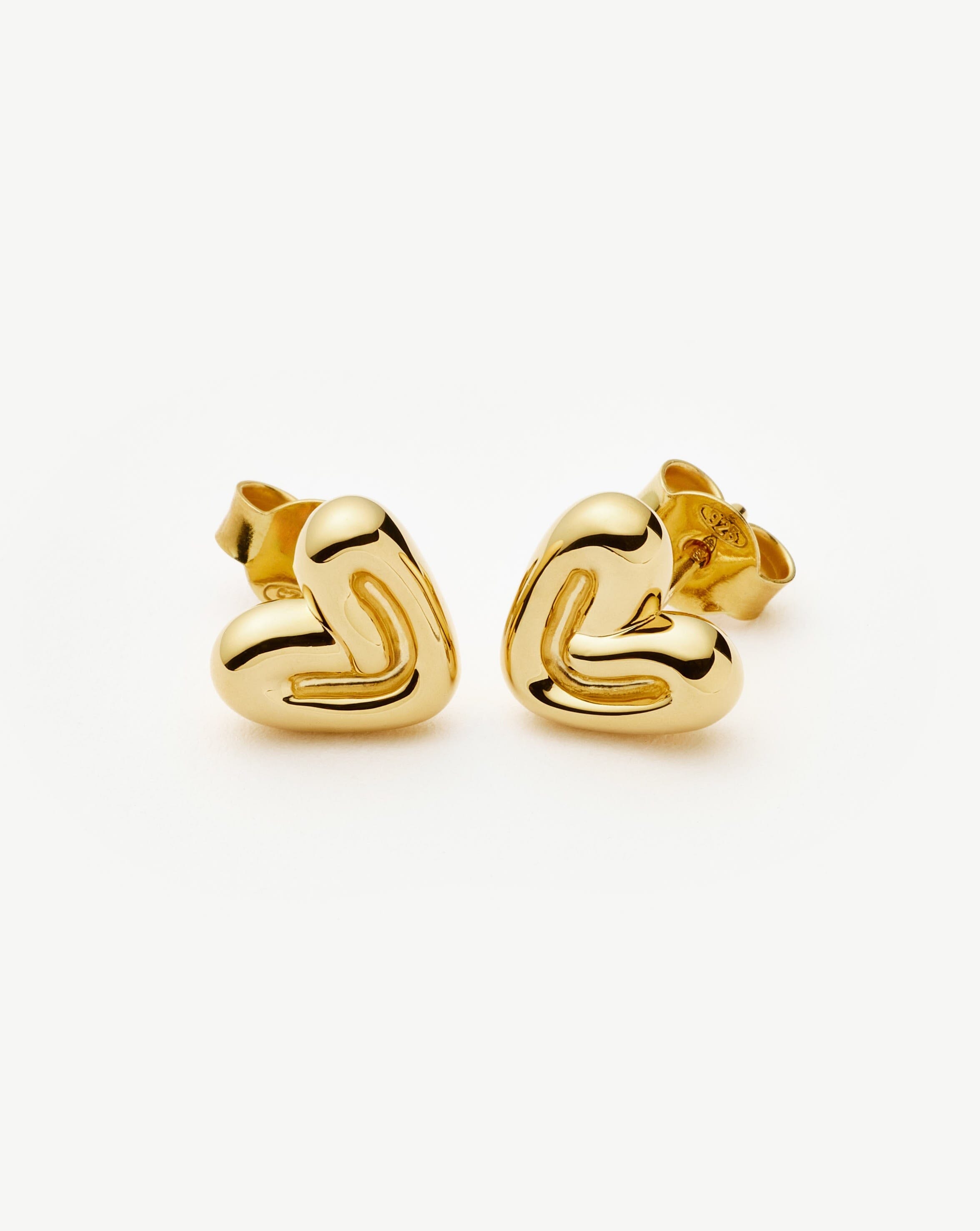 Puffy Heart Mini Stud Earrings | 18ct Gold Vermeil Earrings Missoma 