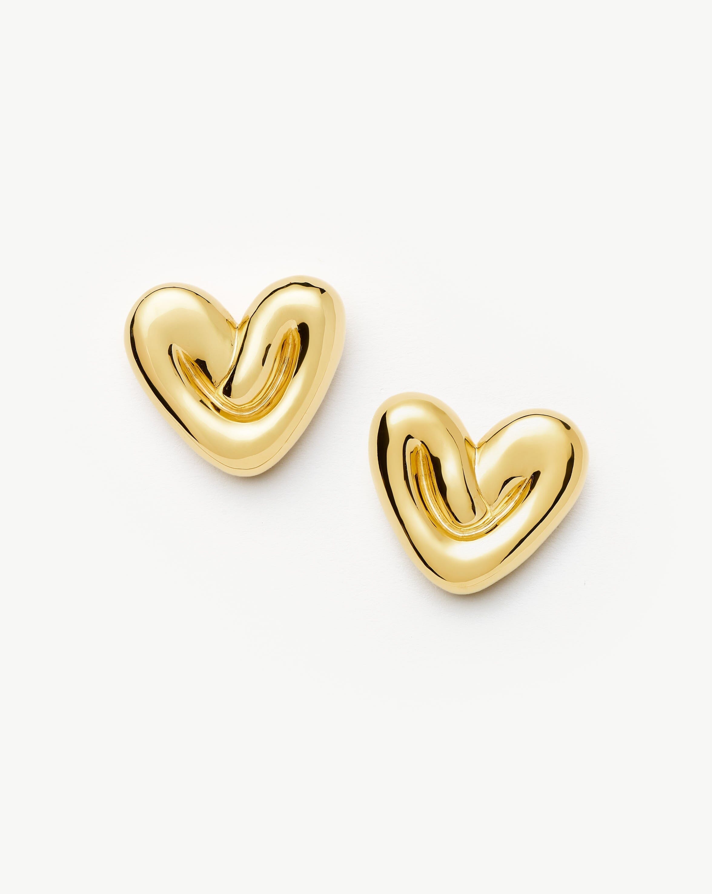 Puffy Heart Oversized Stud Earrings | 18ct Gold Plated Earrings Missoma 