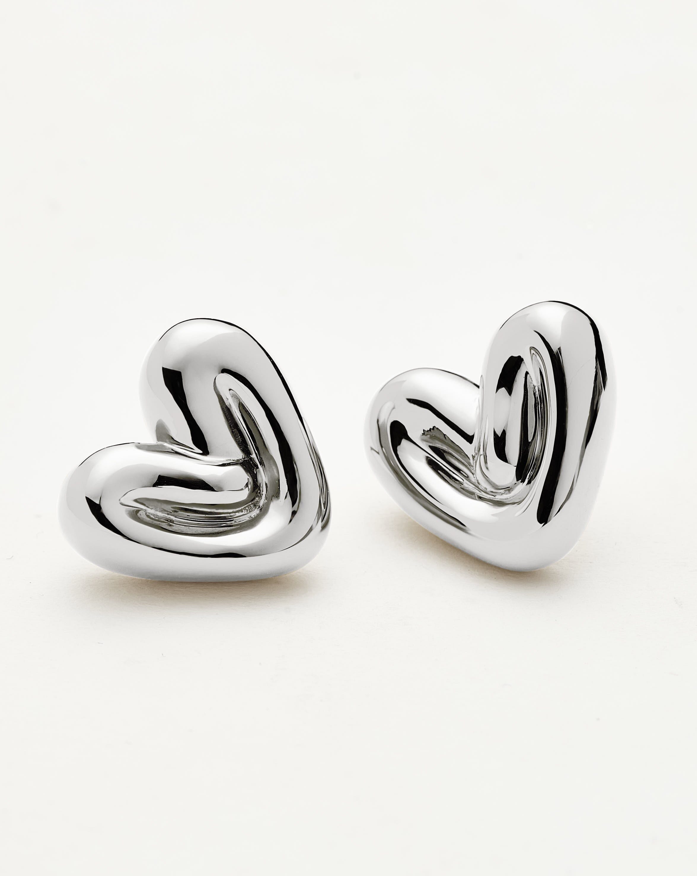 Puffy Heart Stud Earrings | Sterling Silver Plated Earrings Missoma 