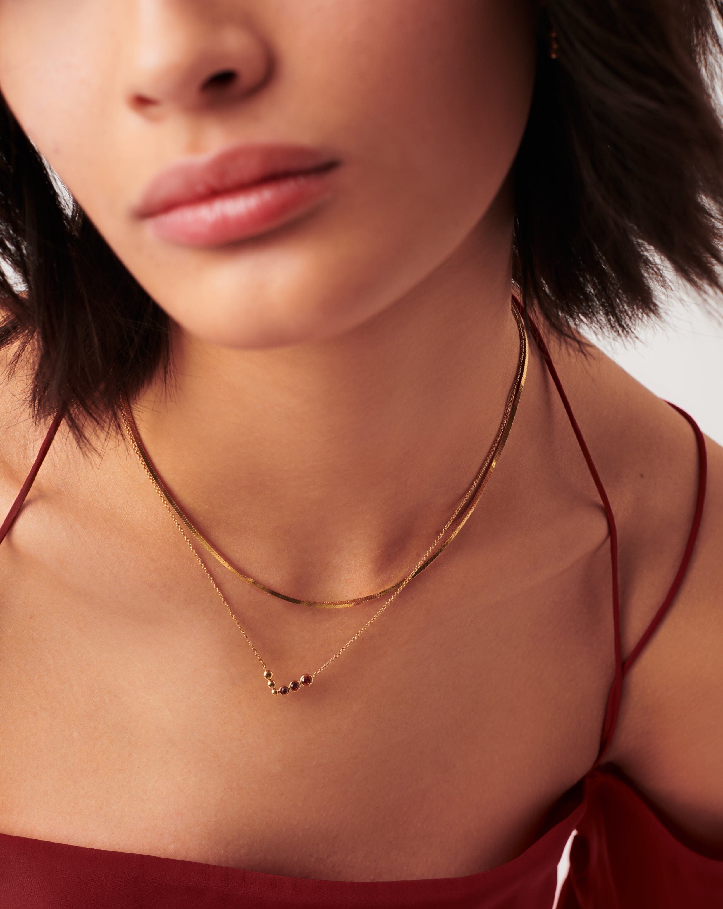 Reversible Beaded Red Garnet Gemstone Floating Necklace Necklaces Missoma 