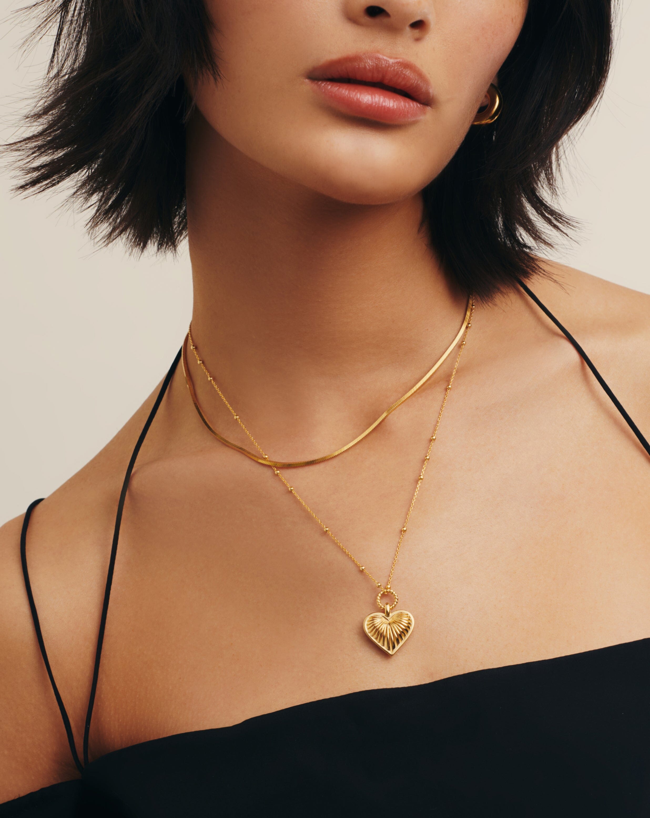 Ridge Heart Charm Pendant Necklace | 18ct Gold Plated Necklaces Missoma 