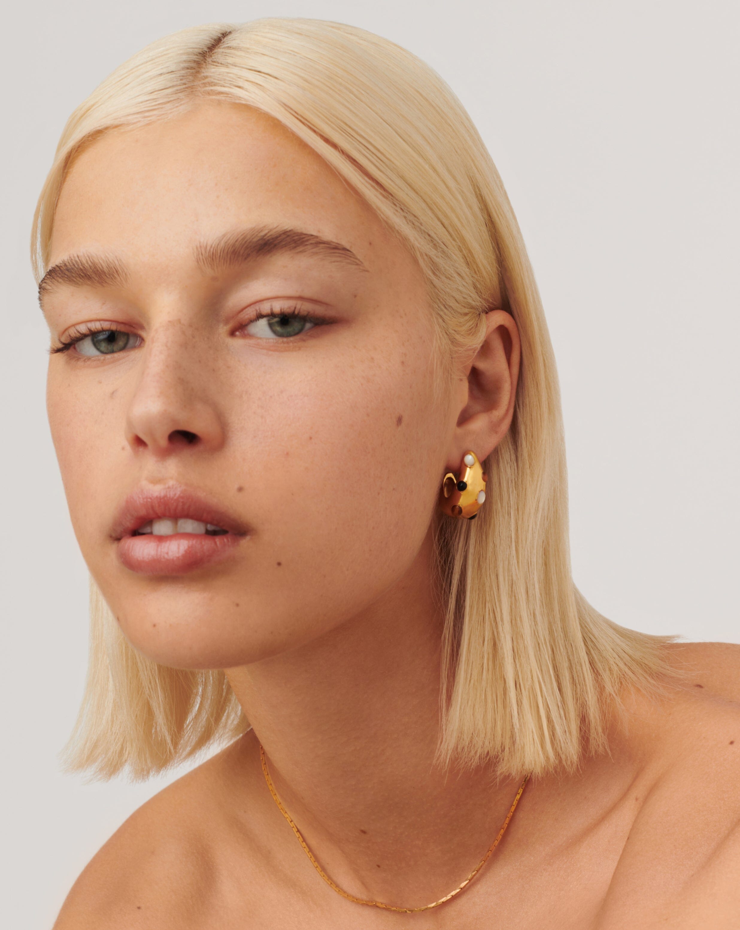 Savi Dome Medium Gemstone Hoop Earrings | 18ct Gold Plated/Multi Earrings Missoma 