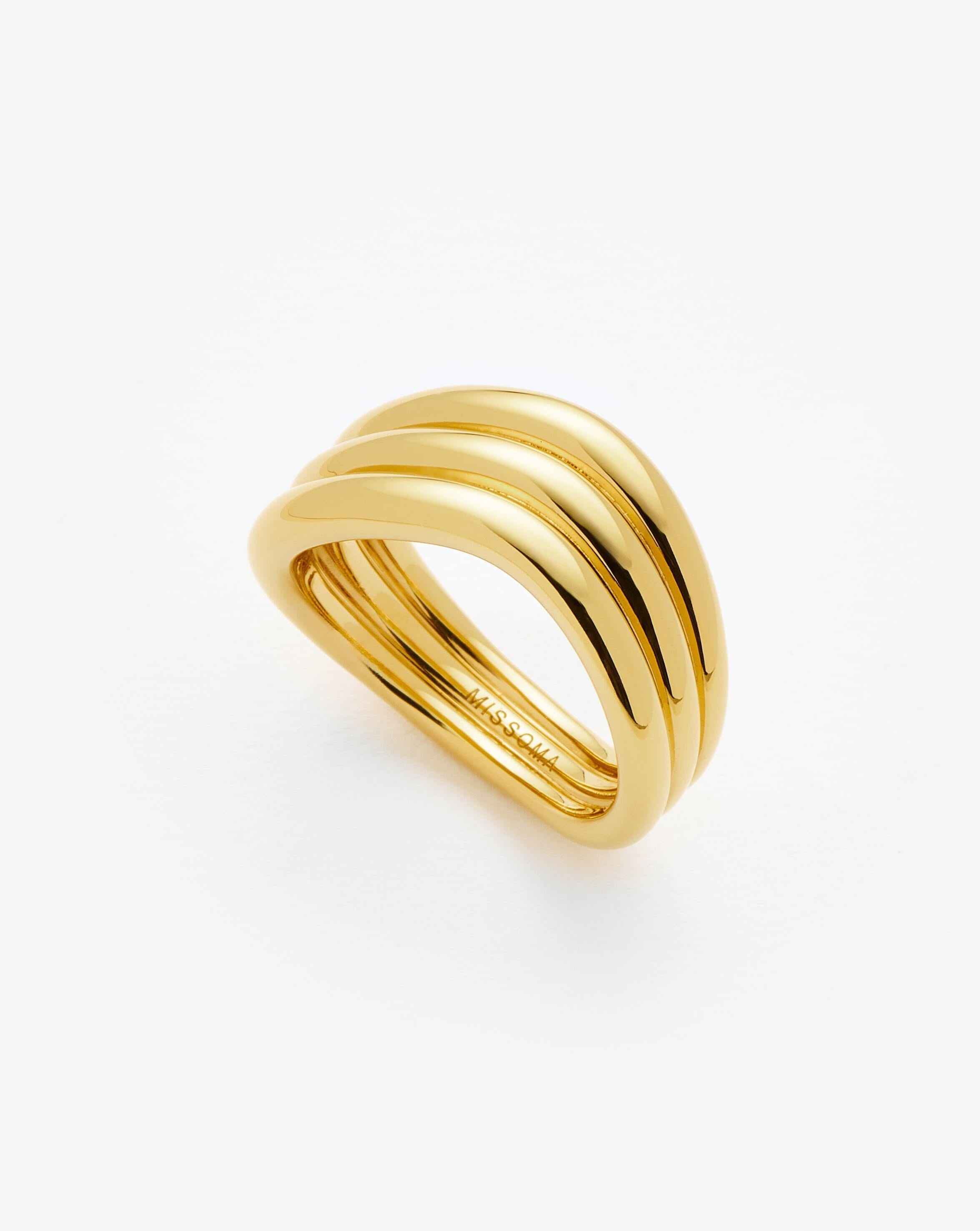 Savi Signature Triple Ring | 18ct Gold Plated Rings Missoma 