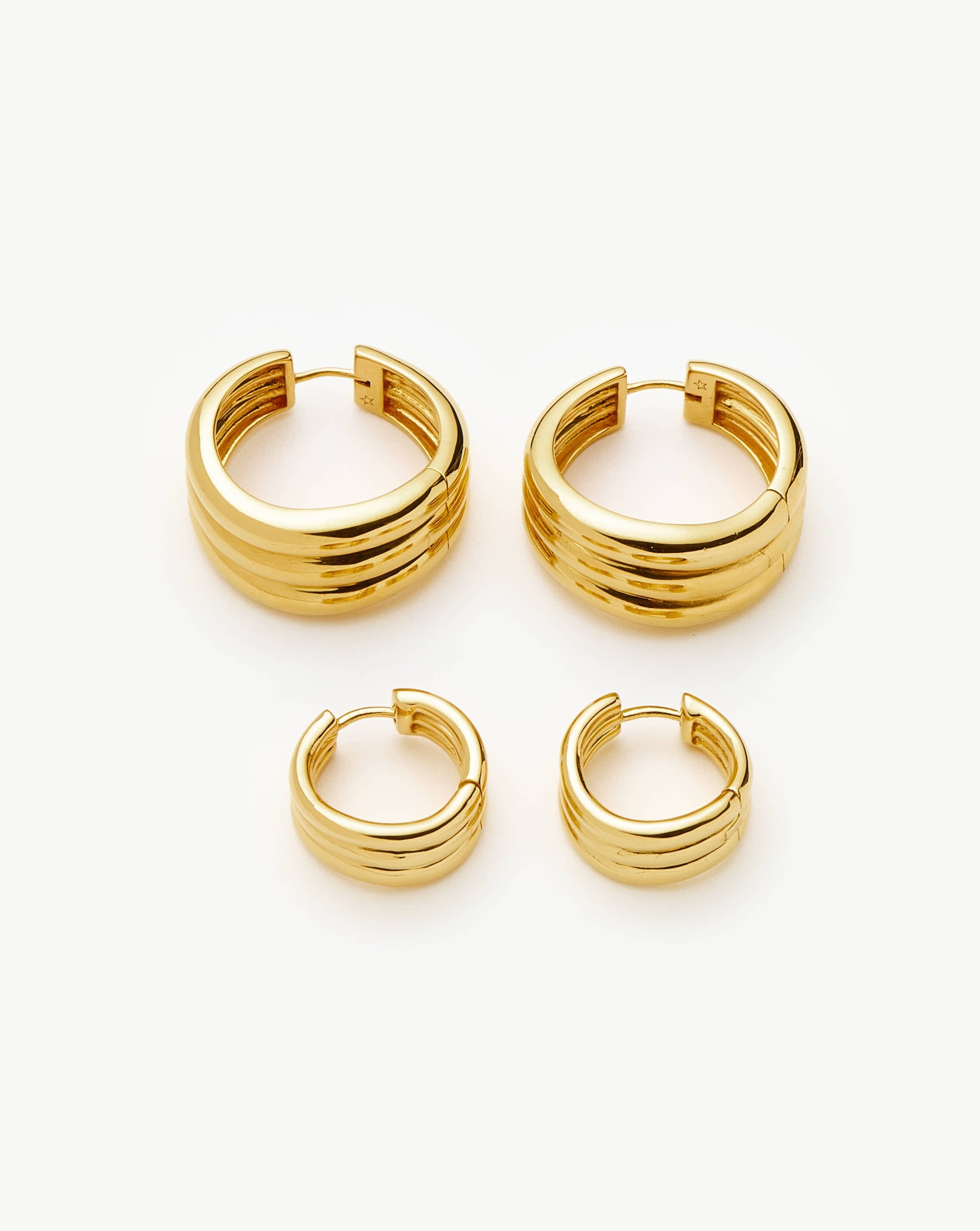 Savi Triple Ridge Hoop Earrings | 18ct Gold Vermeil Earrings Missoma 