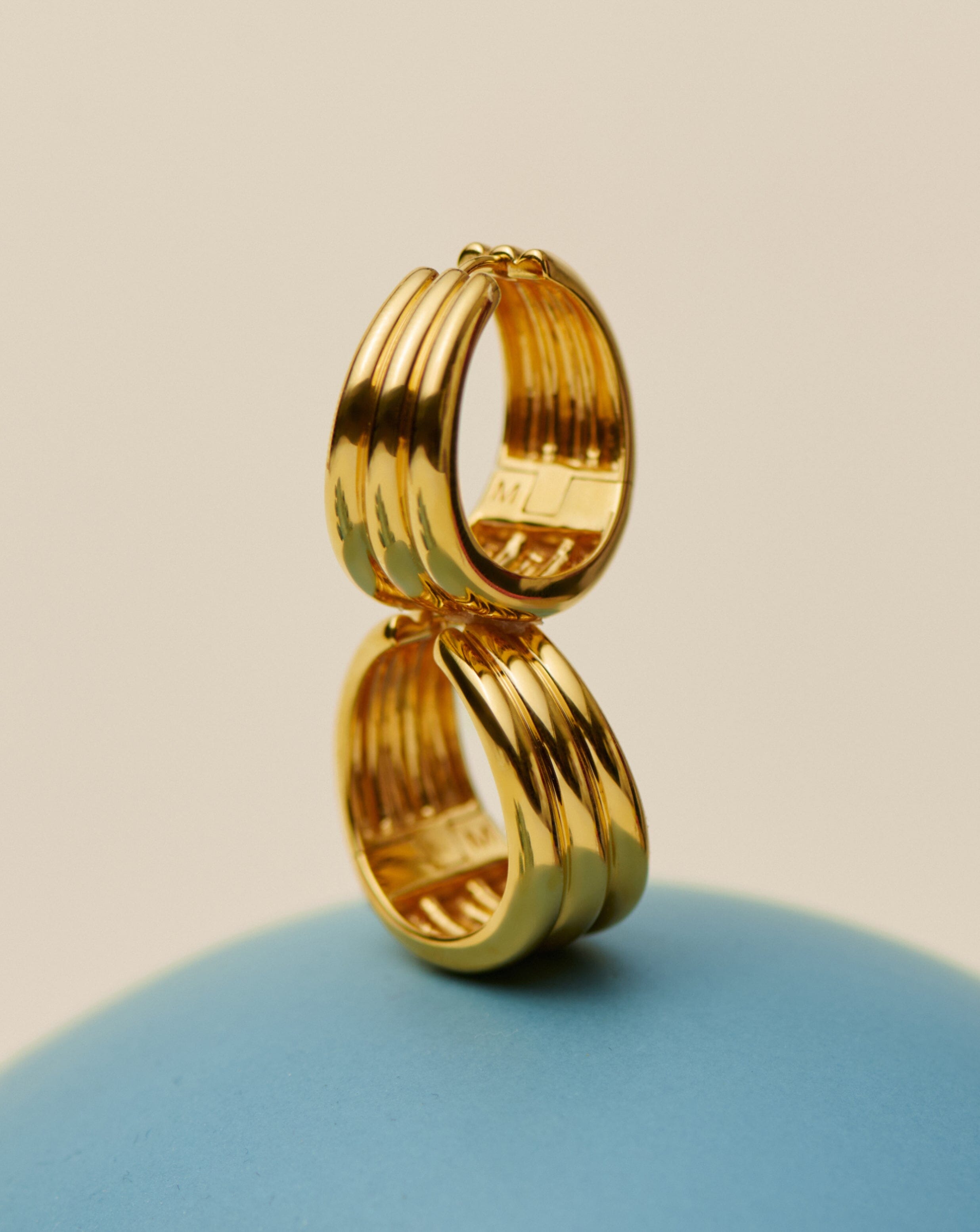 Savi Triple Ridge Hoop Earrings | 18ct Gold Vermeil Earrings Missoma 