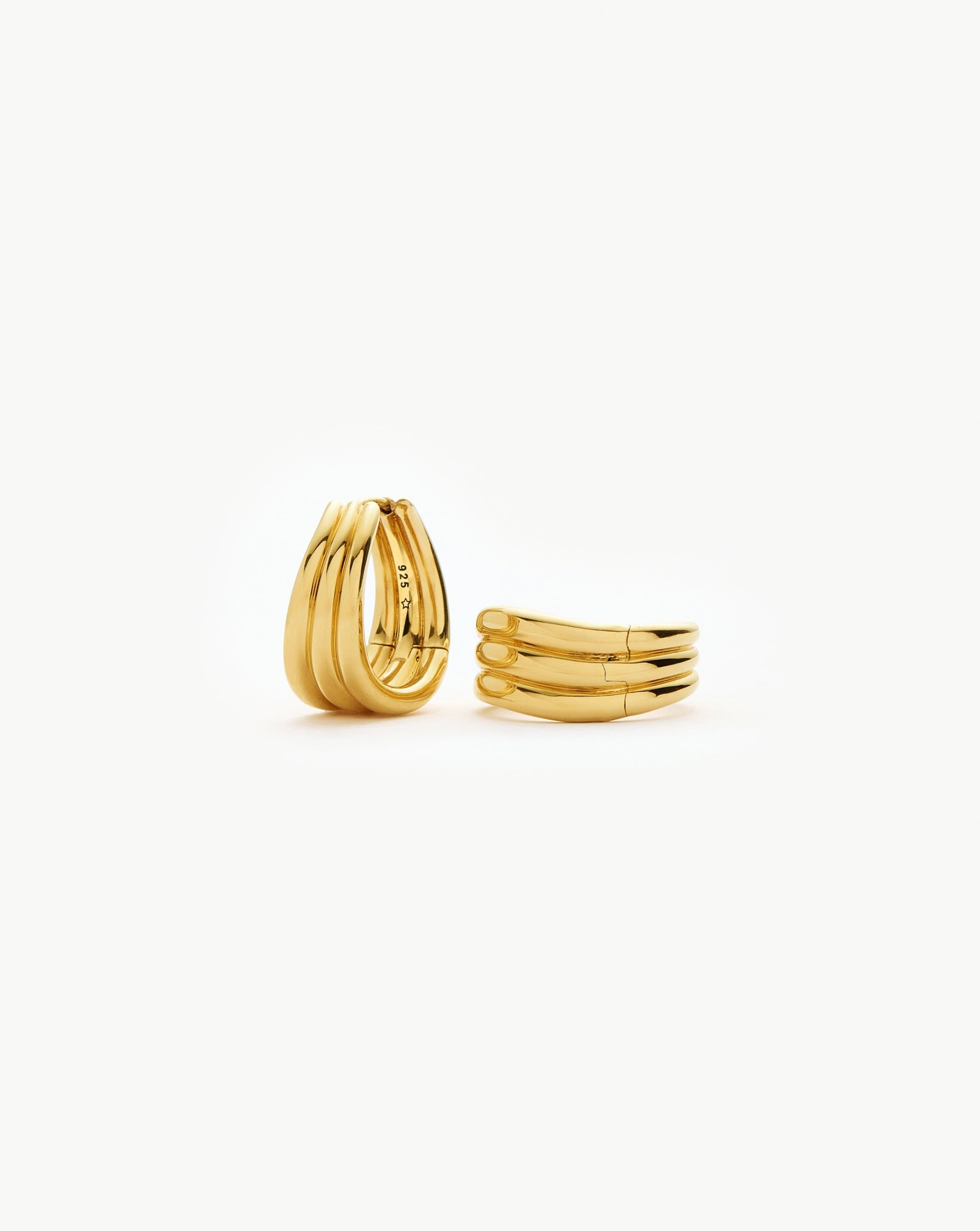 Savi Triple Ridge Hoop Earrings | 18ct Gold Vermeil Earrings Missoma 