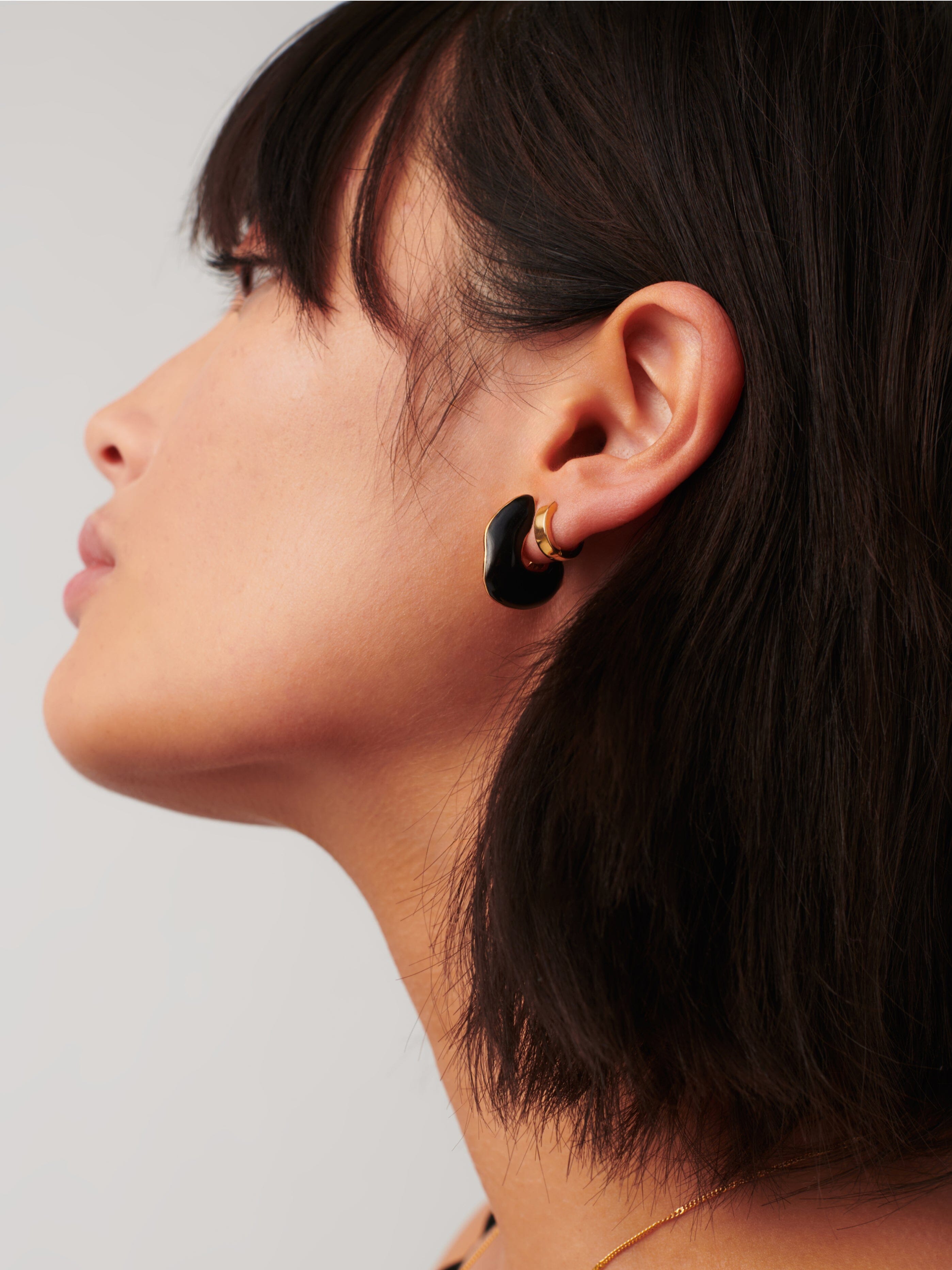 Squiggle Two Tone Enamel Chubby Hoop Earrings | 18ct Gold Plated/Black Earrings Missoma 