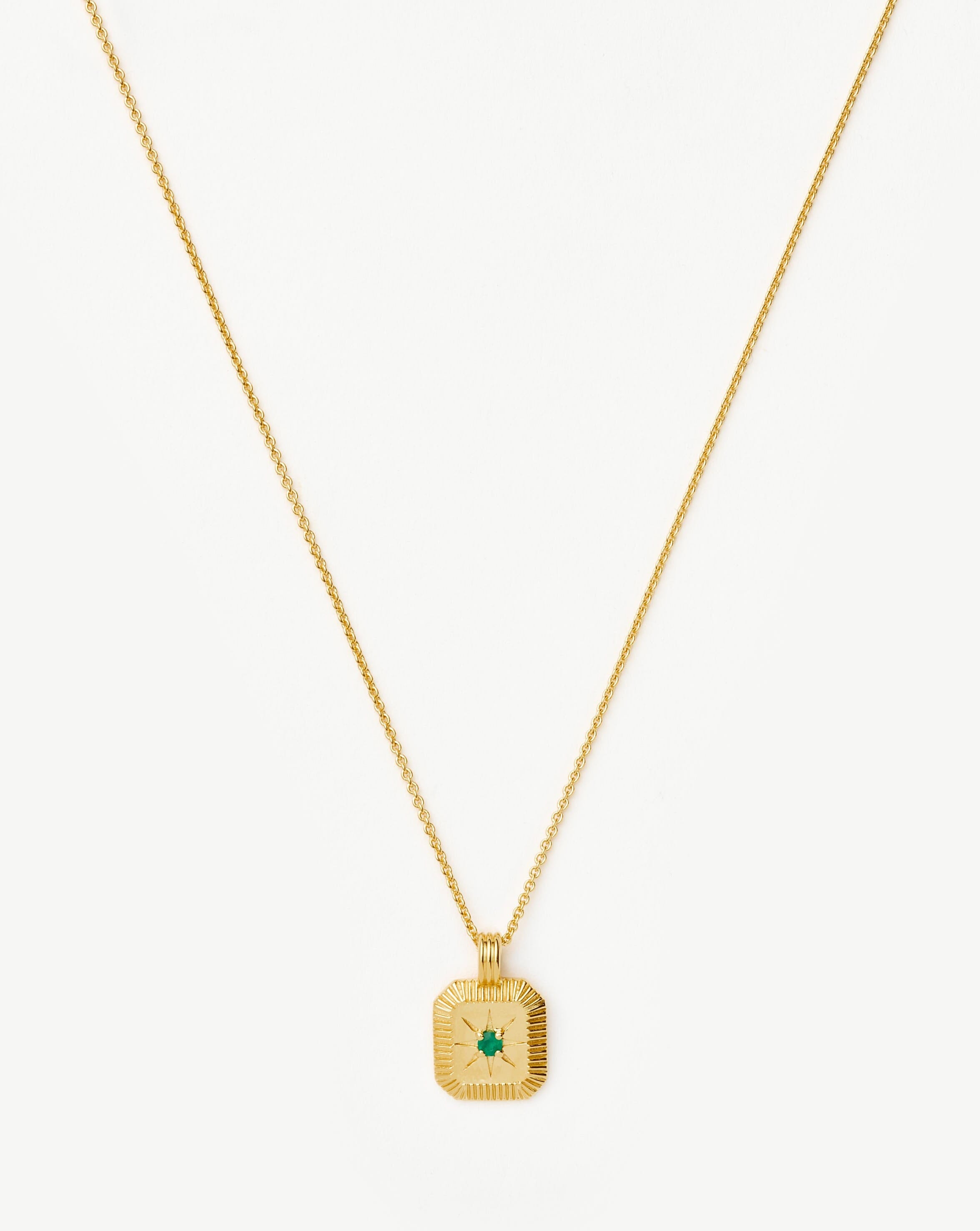 Star Ridge Birthstone Pendant Necklace | 18ct Gold Vermeil/Dyed Green Chalcedony Necklaces Missoma 