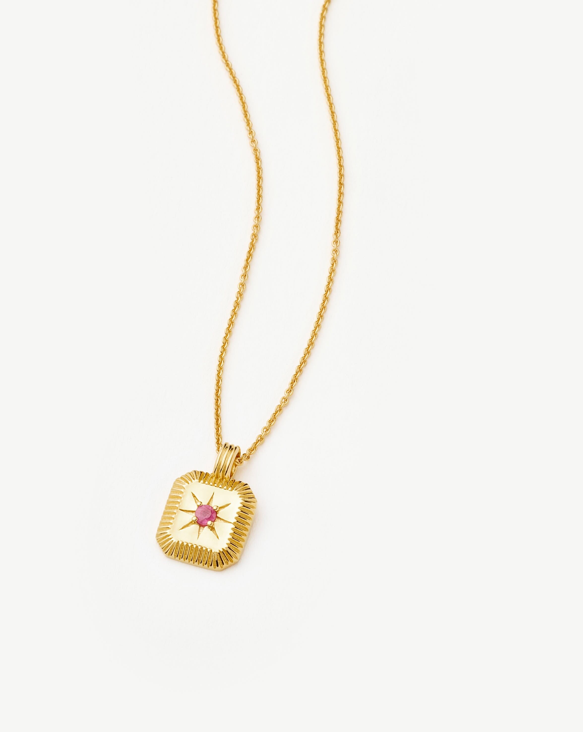 Star Ridge Birthstone Pendant Necklace | 18ct Gold Vermeil/Glass Filled Ruby Necklaces Missoma 