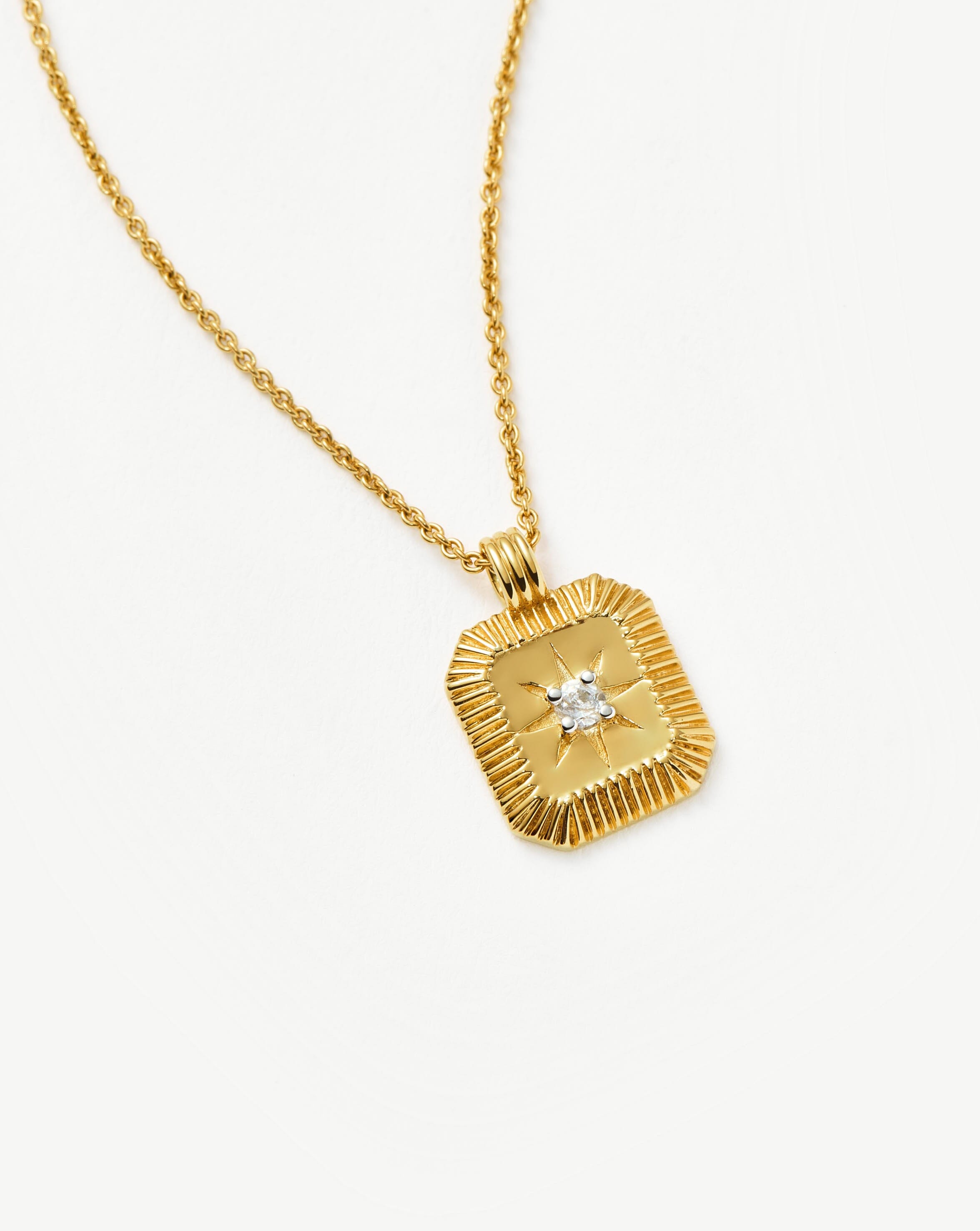 Star Ridge Birthstone Pendant Necklace | 18ct Gold Vermeil/Natural Crystal Necklaces Missoma 