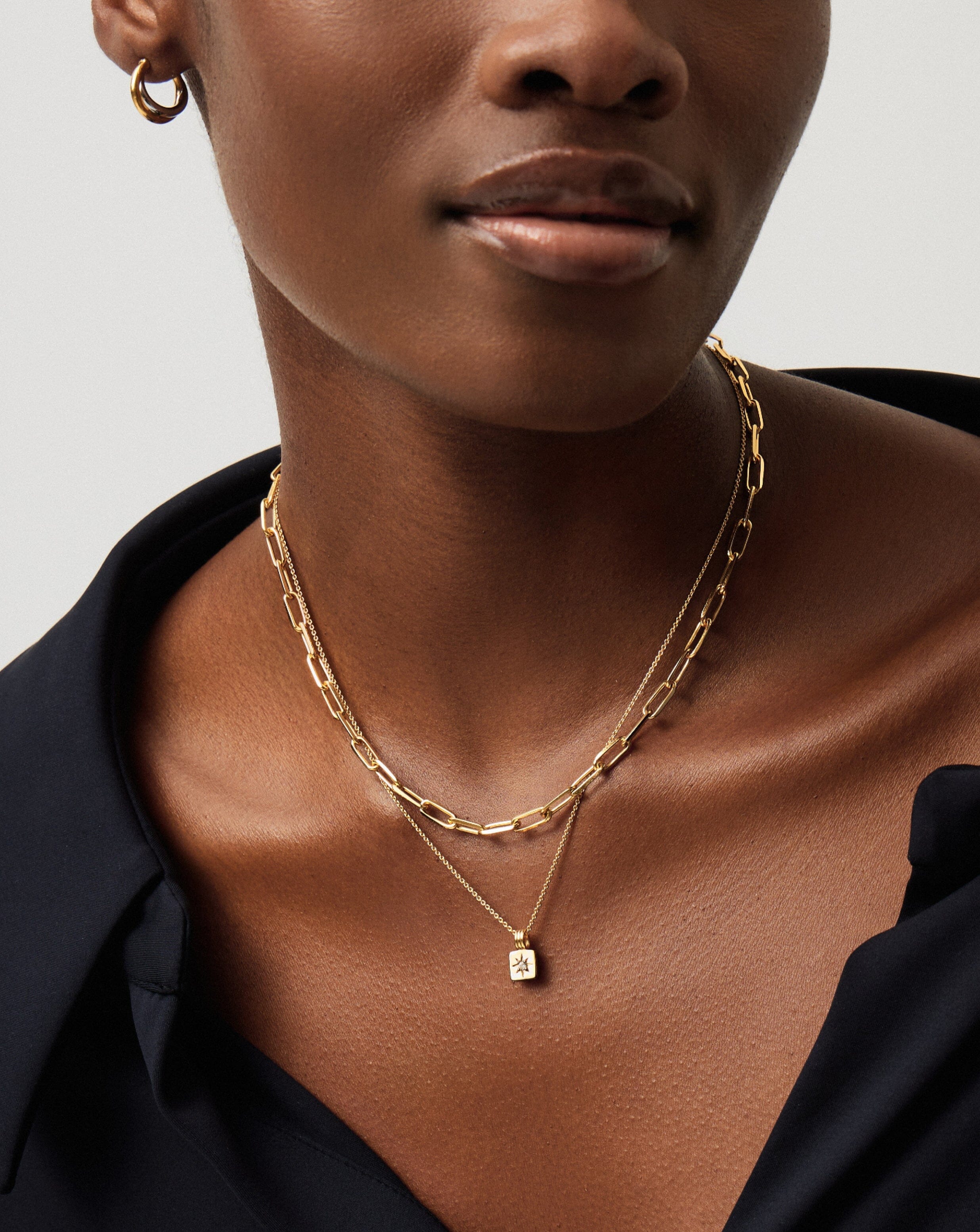 Star Ridge & Paperclip Chain Necklace Set | 18ct Gold Vermeil Cubic Zirconia Necklaces Missoma 