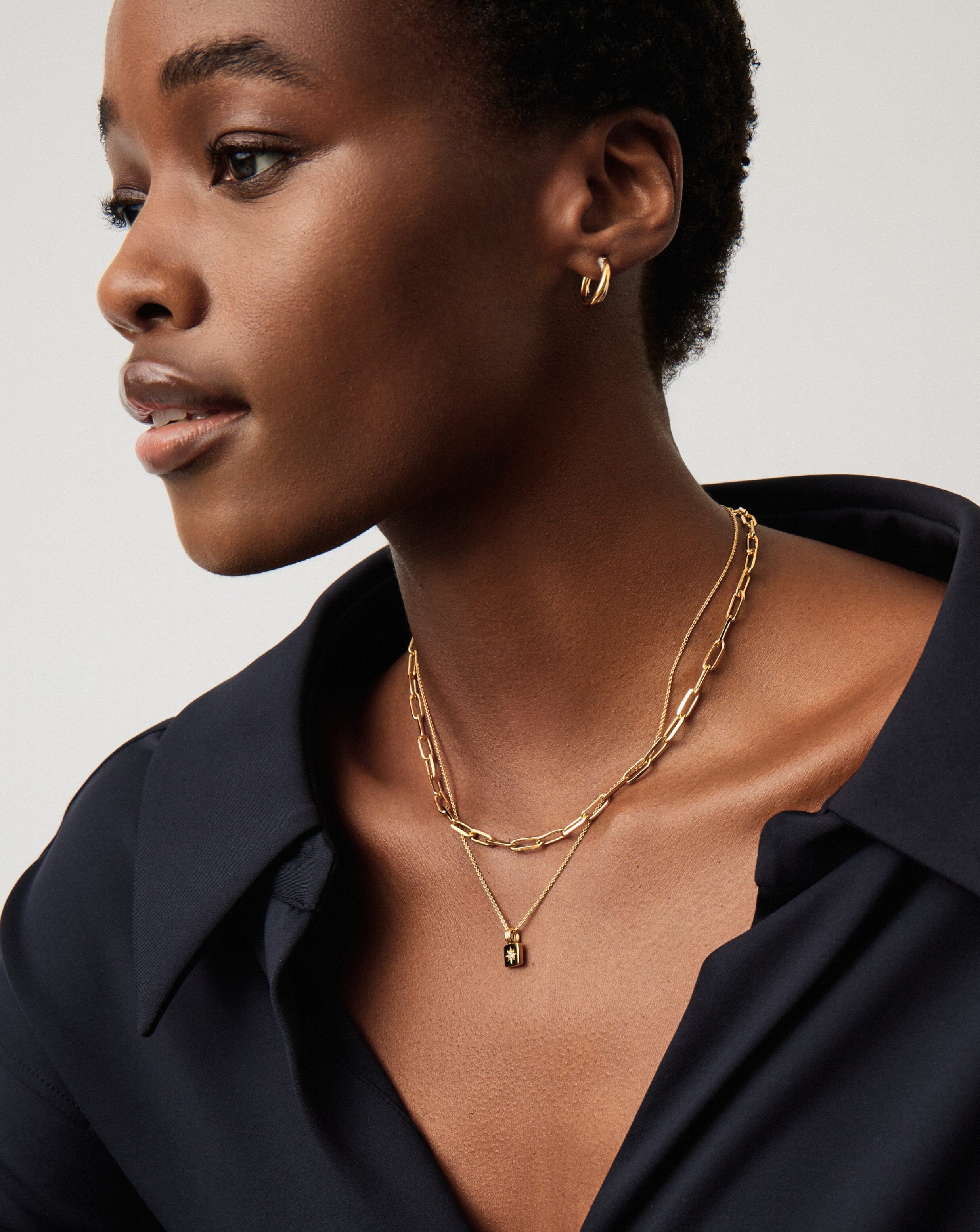 Star Ridge & Paperclip Chain Necklace Set | 18ct Gold Vermeil Cubic Zirconia Necklaces Missoma 