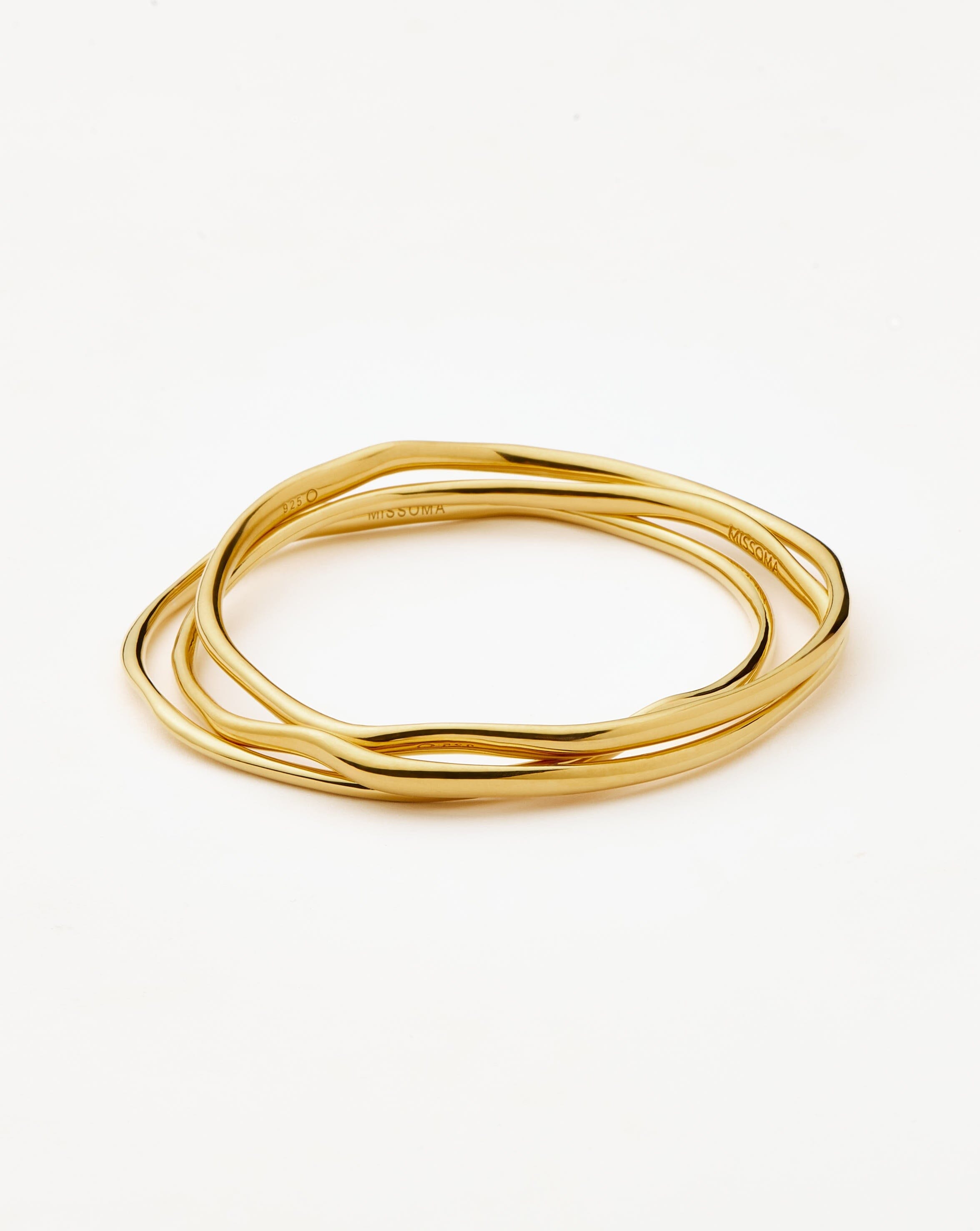 Trio Molten Ripple Bangle Bracelet Set | 18ct Gold Vermeil Bracelets Missoma 