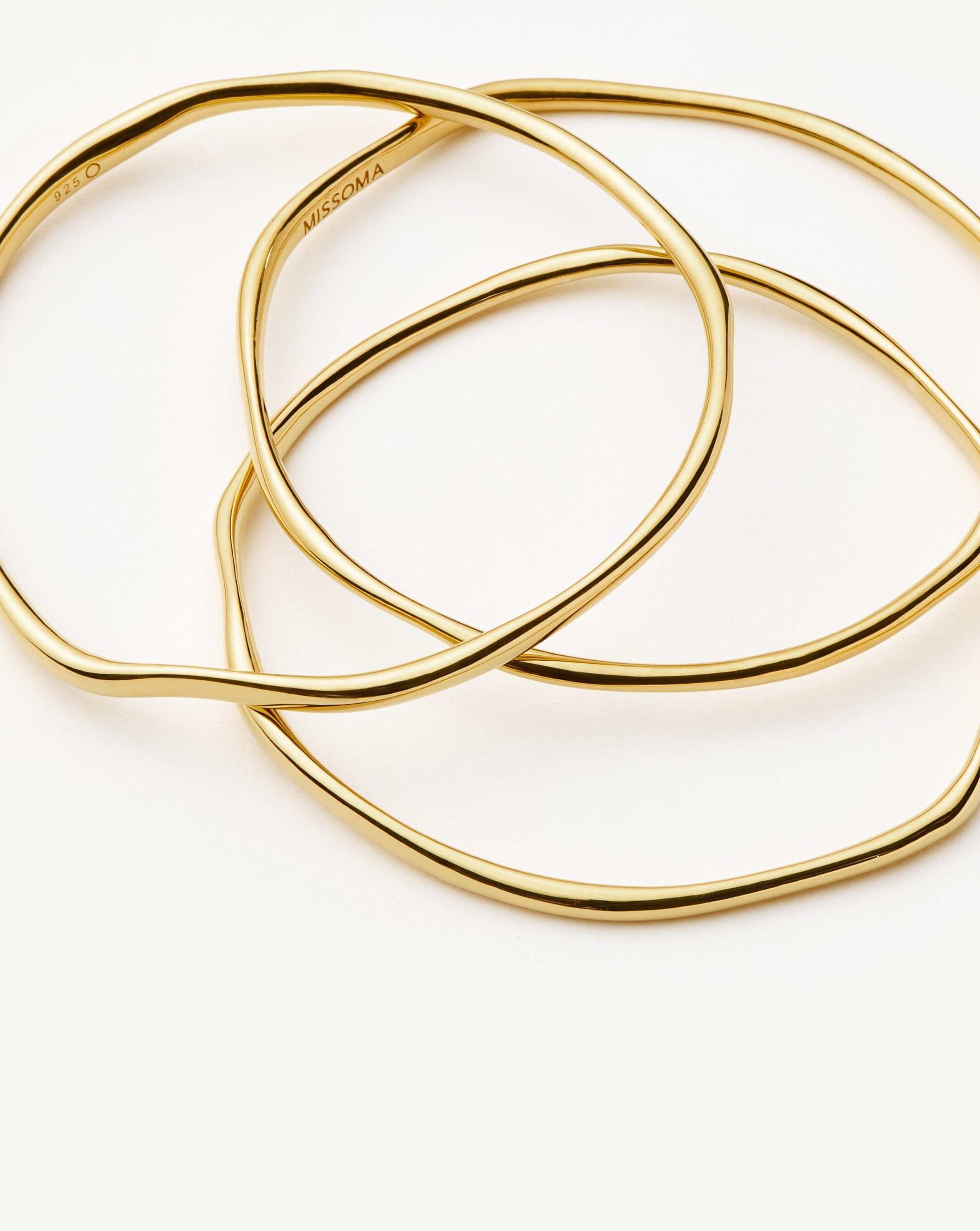 Trio Molten Ripple Bangle Bracelet Set | 18ct Gold Vermeil Bracelets Missoma 