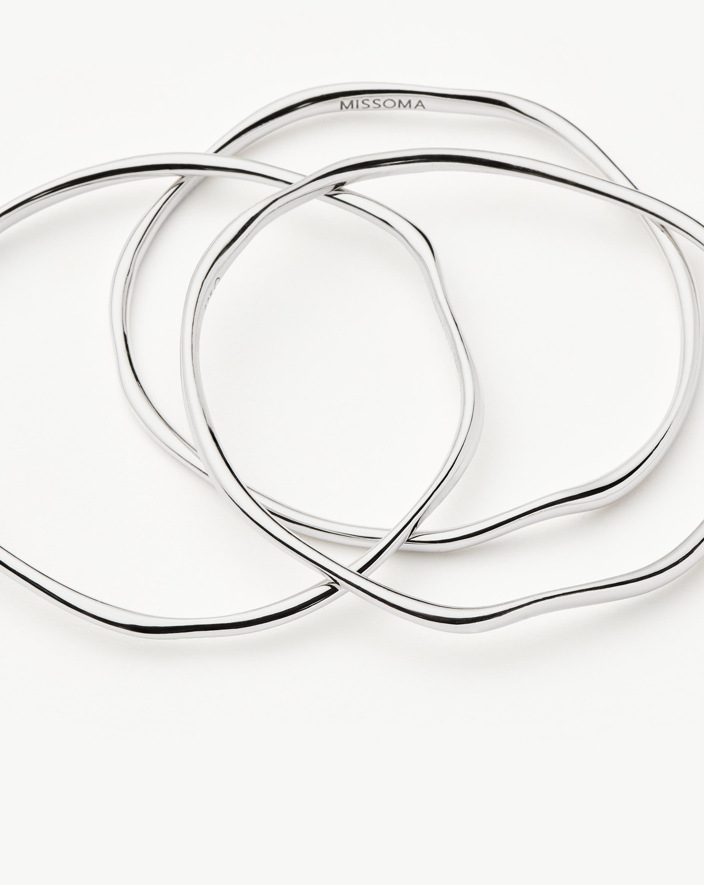 Trio Molten Ripple Bangle Bracelet Set | Sterling Silver Bracelets Missoma 