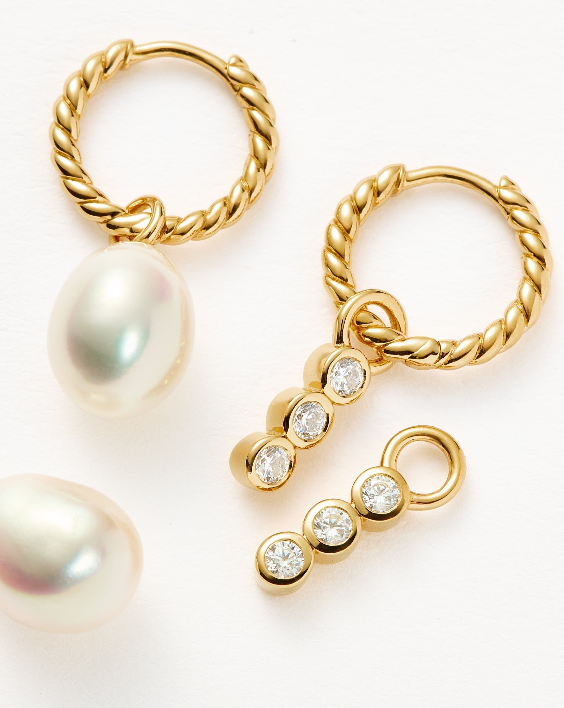 Twisted Pearl & Drop Hoop Earring Set | 18ct Gold Plated Vermeil/Pearl Set Missoma 
