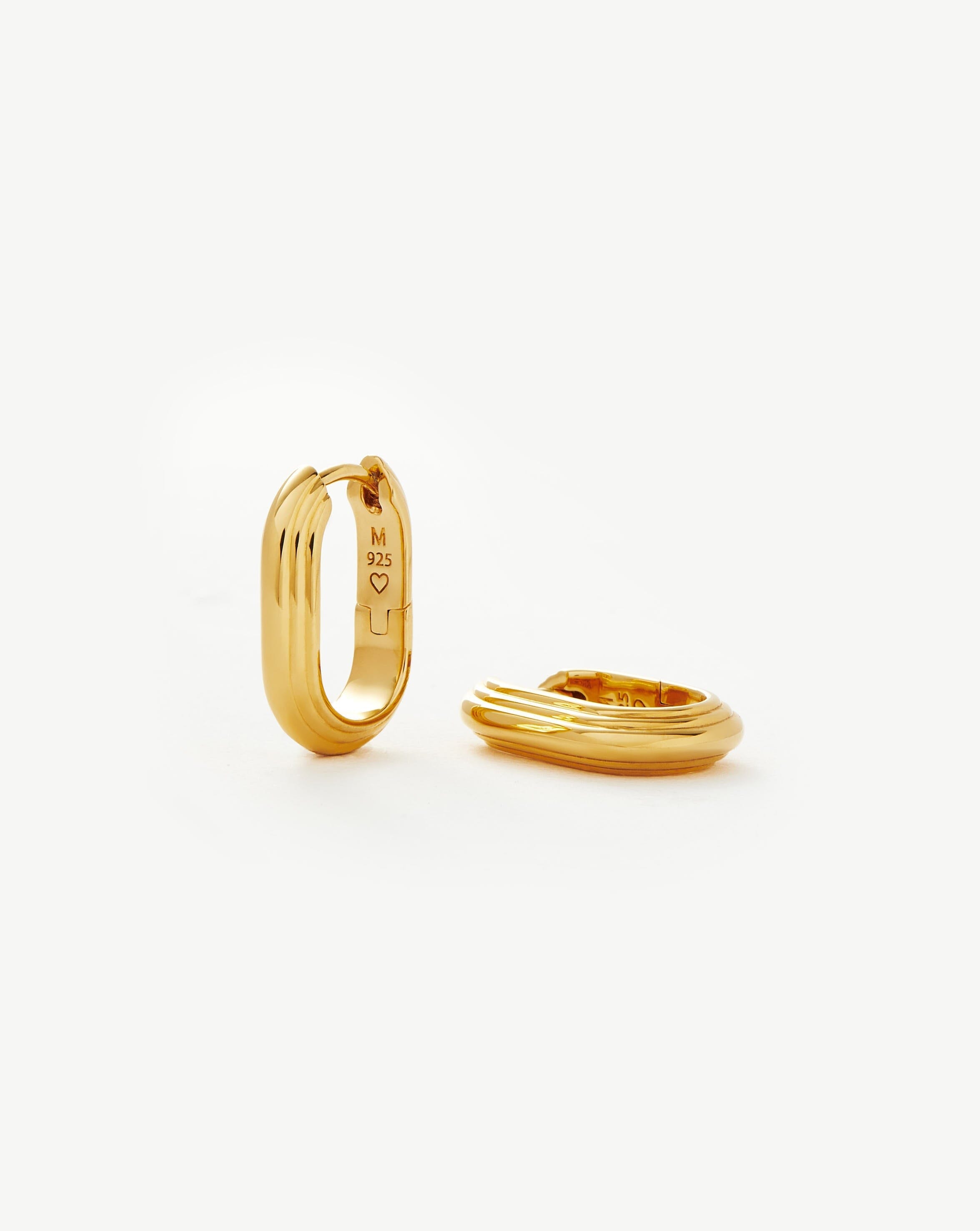 Zenyu Link Ridge Ovate Hoop Earrings | 18ct Gold Plated Vermeil Earrings Missoma 