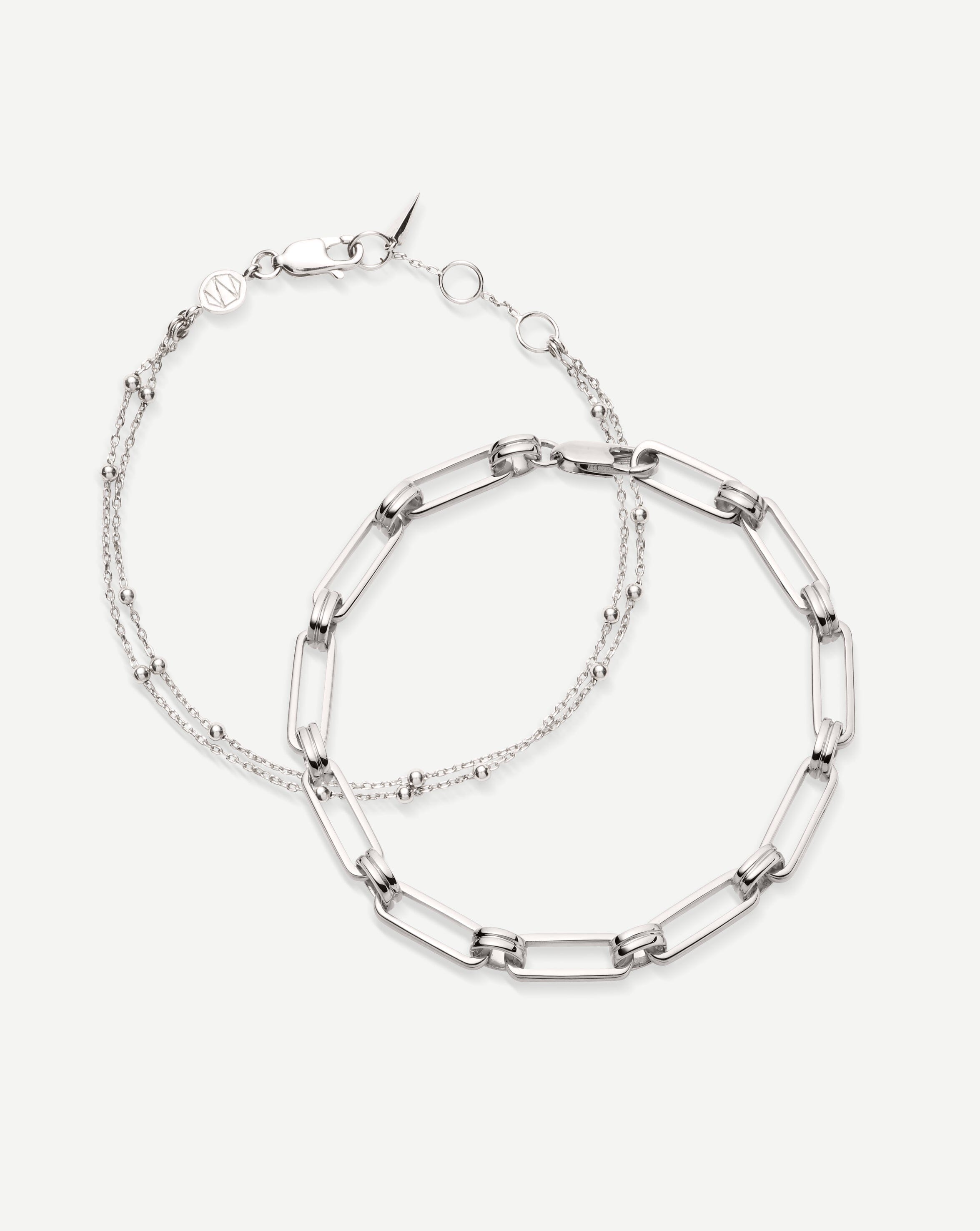 Aegis Double Chain Bracelet Set Layering Sets Missoma Sterling Silver 