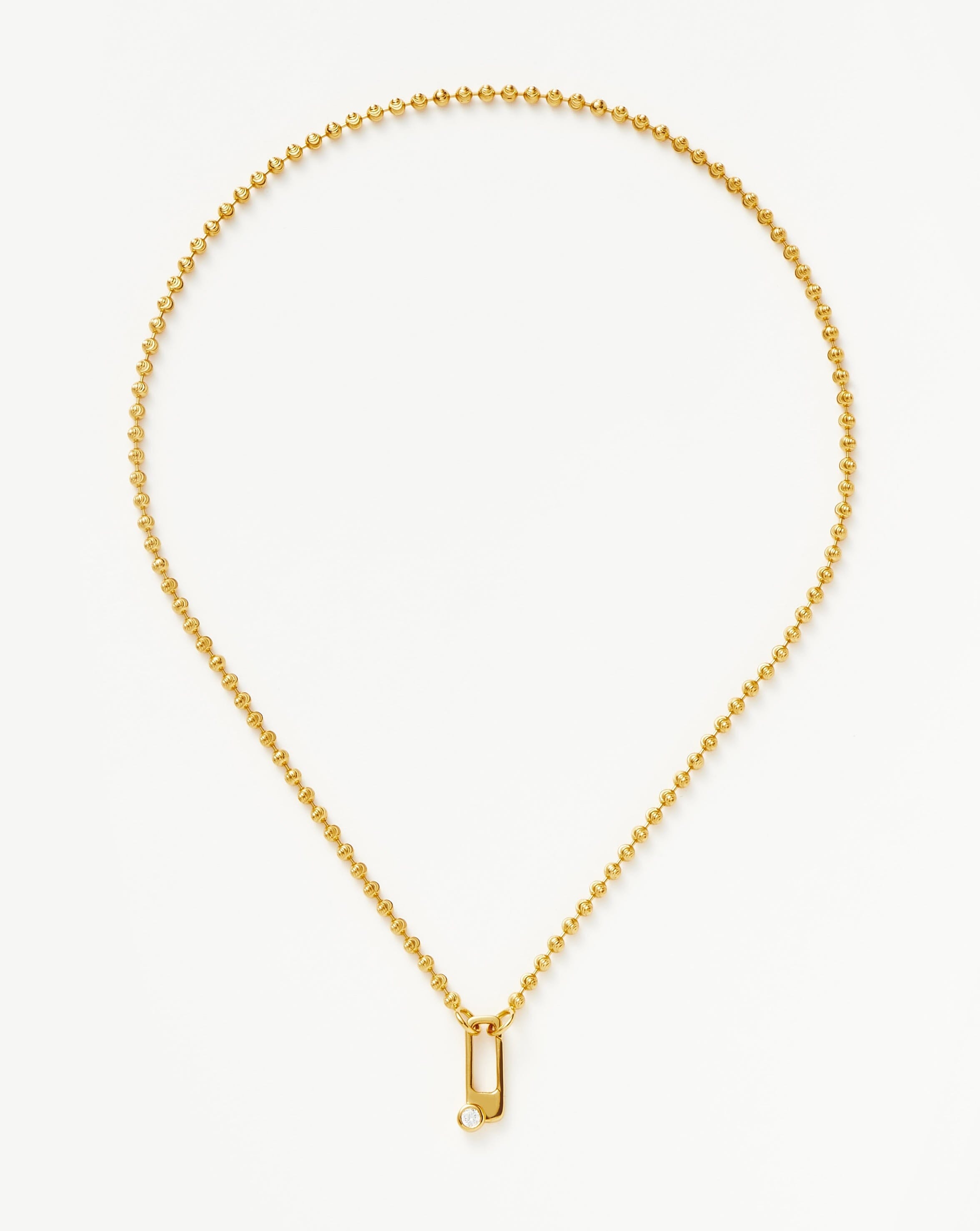 Articulated Beaded Paperclip Pendant Chain Necklace | 18ct Gold Plated Vermeil/Cubic Zirconia Necklaces Missoma 