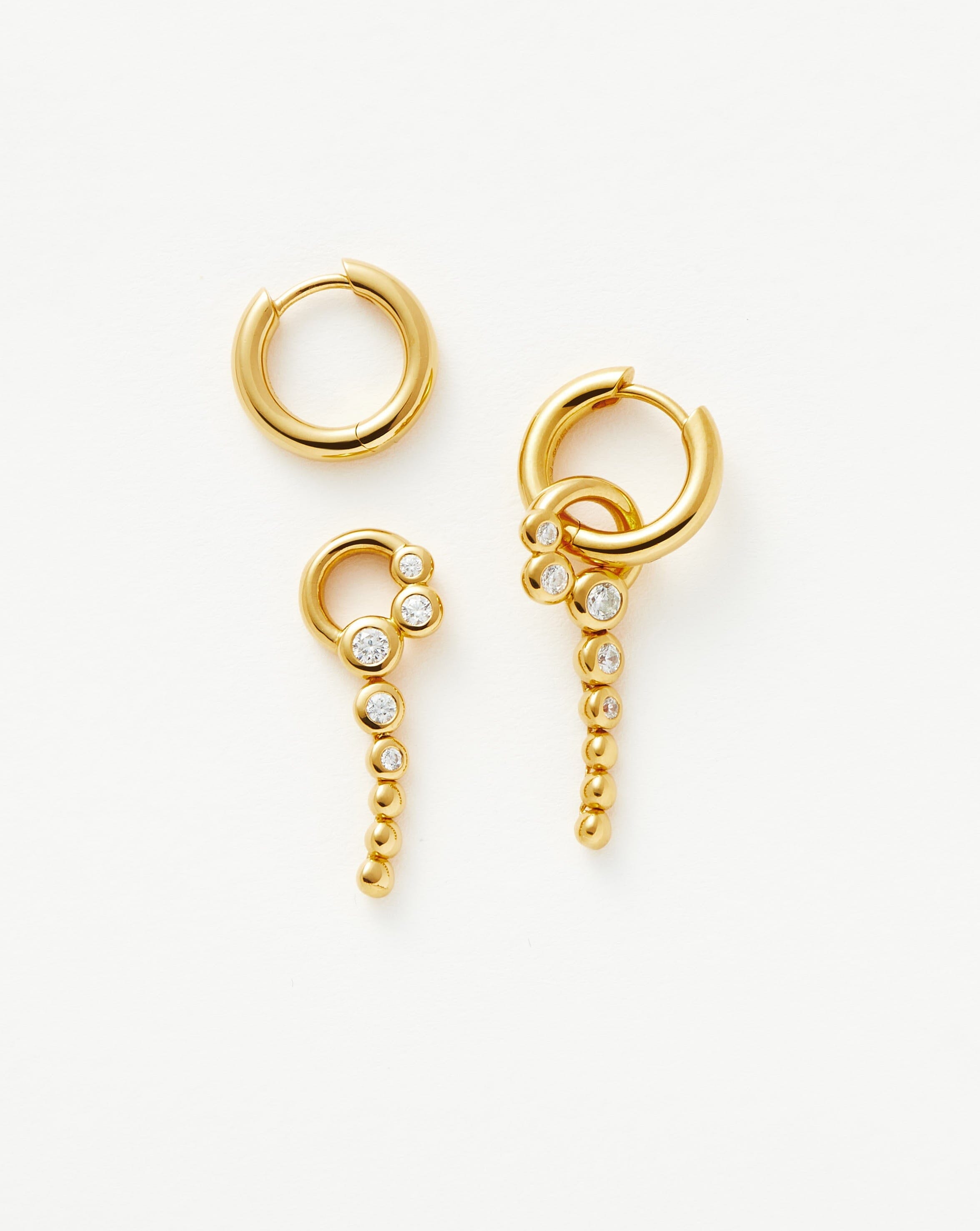 Articulated Beaded Stone Convertible Hoop Earrings | 18ct Gold Plated Vermeil/Cubic Zirconia Earrings Missoma 