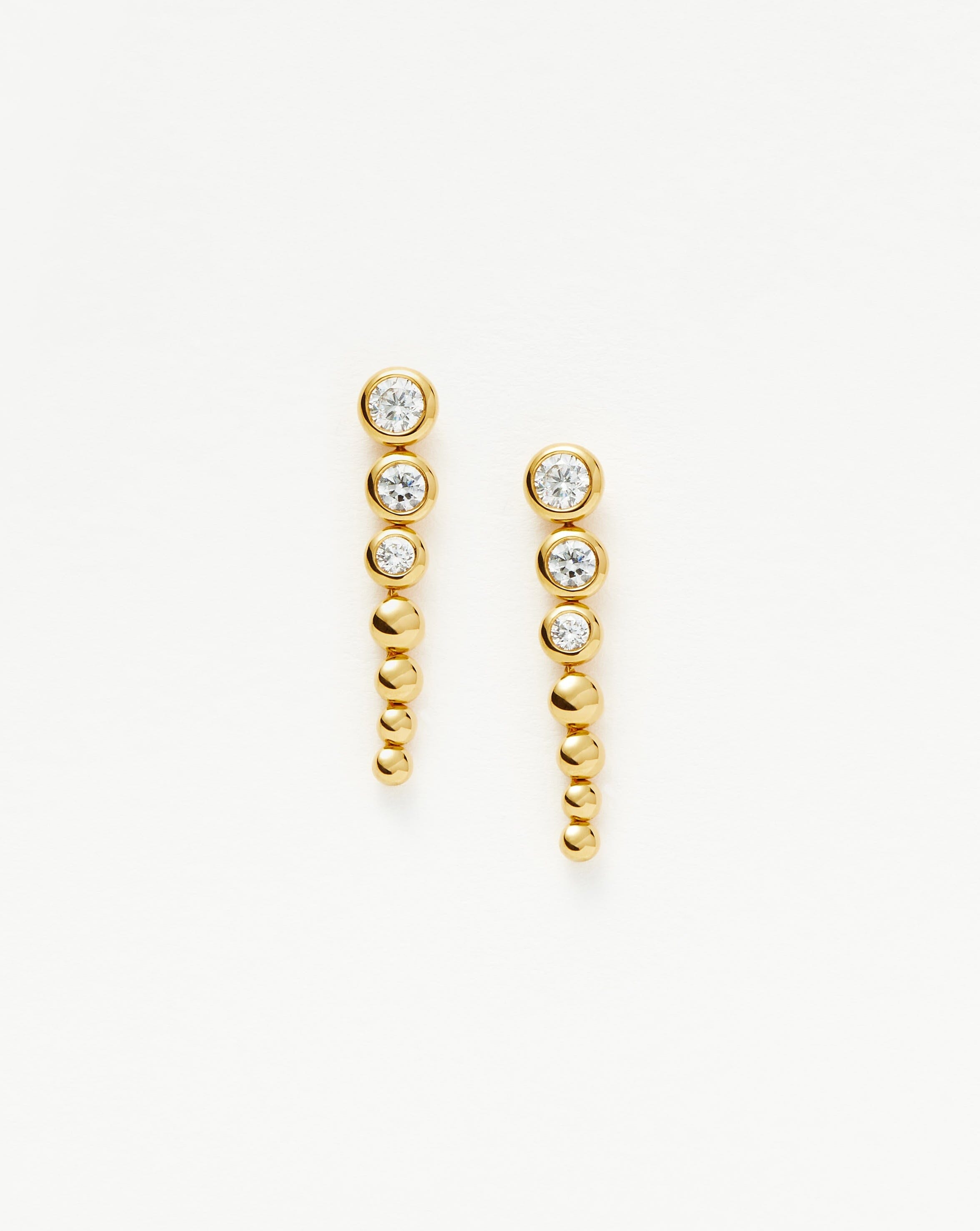 Articulated Beaded Stone Drop Stud Earrings | 18ct Gold Plated Vermeil/Cubic Zirconia Earrings Missoma 