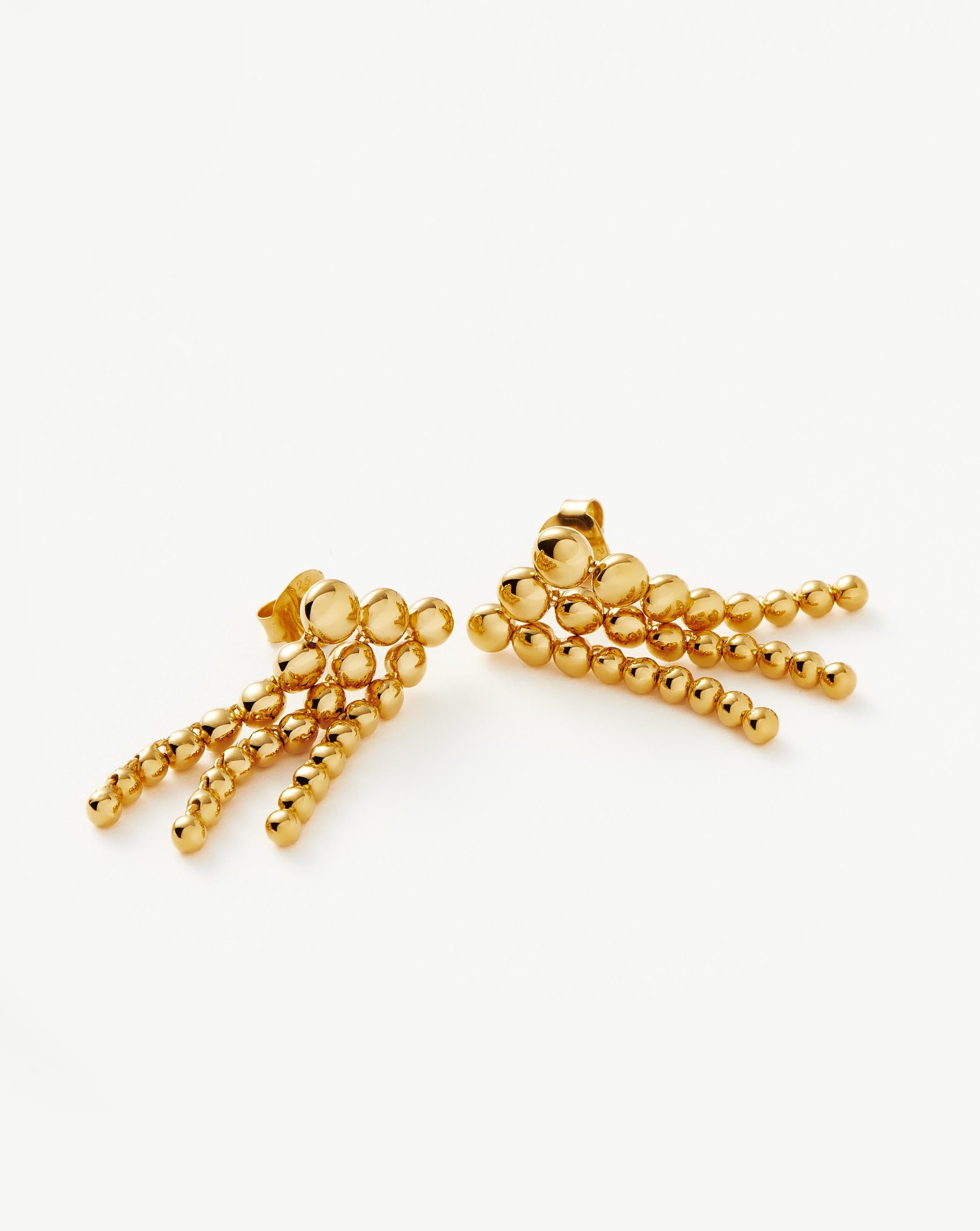 Articulated Beaded Waterfall Stud Earrings | 18ct Gold Plated Vermeil Earrings Missoma 