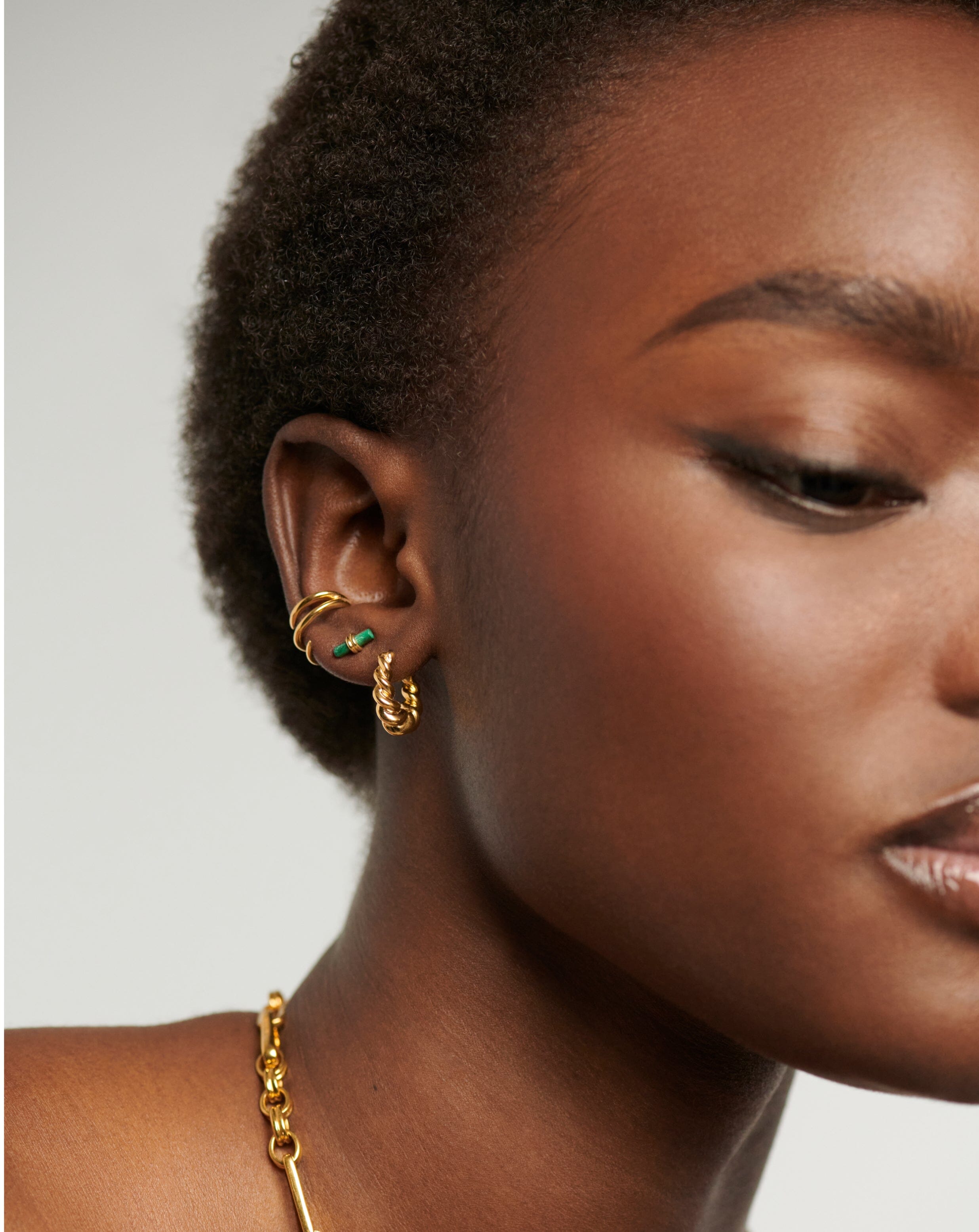 Bar Stud Earrings | 18ct Gold Plated Vermeil/Malachite Earrings Missoma 