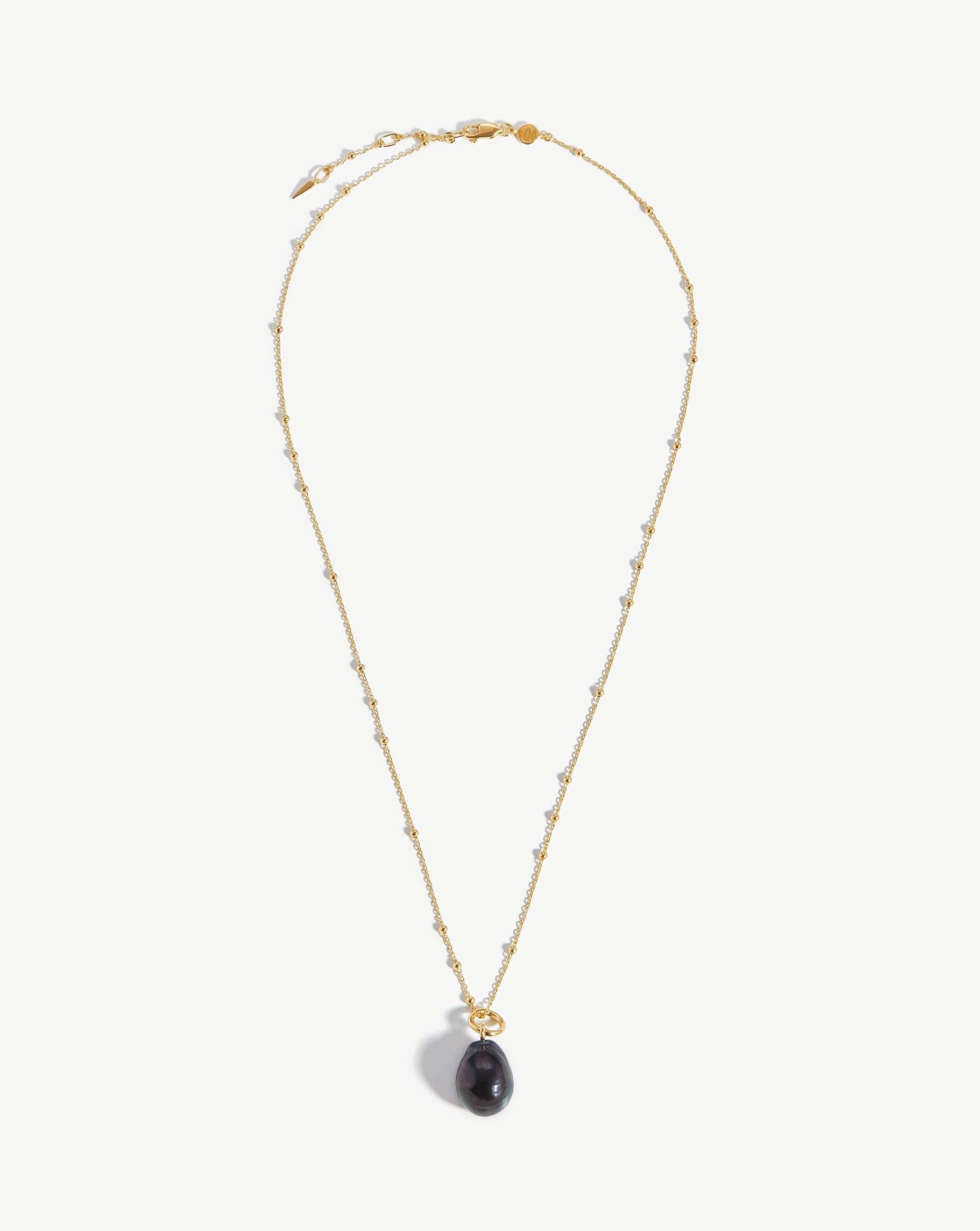Baroque Pearl Chain Necklace | 18ct Gold Plated Vermeil/Grey Pearl Necklaces Missoma 