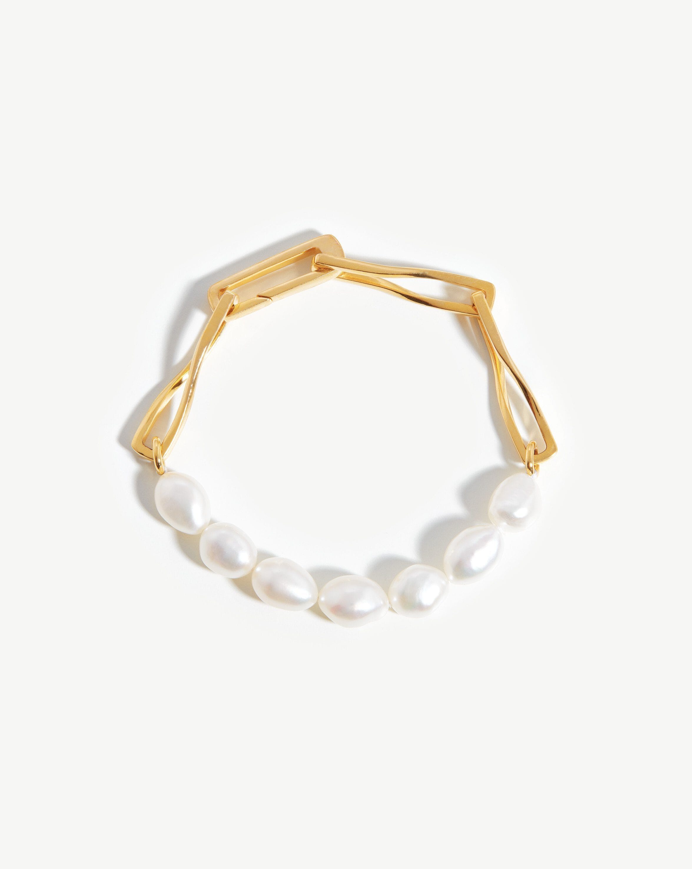 Baroque Pearl Twisted Link Bracelet | 18ct Gold Plated/Pearl Bracelets Missoma 