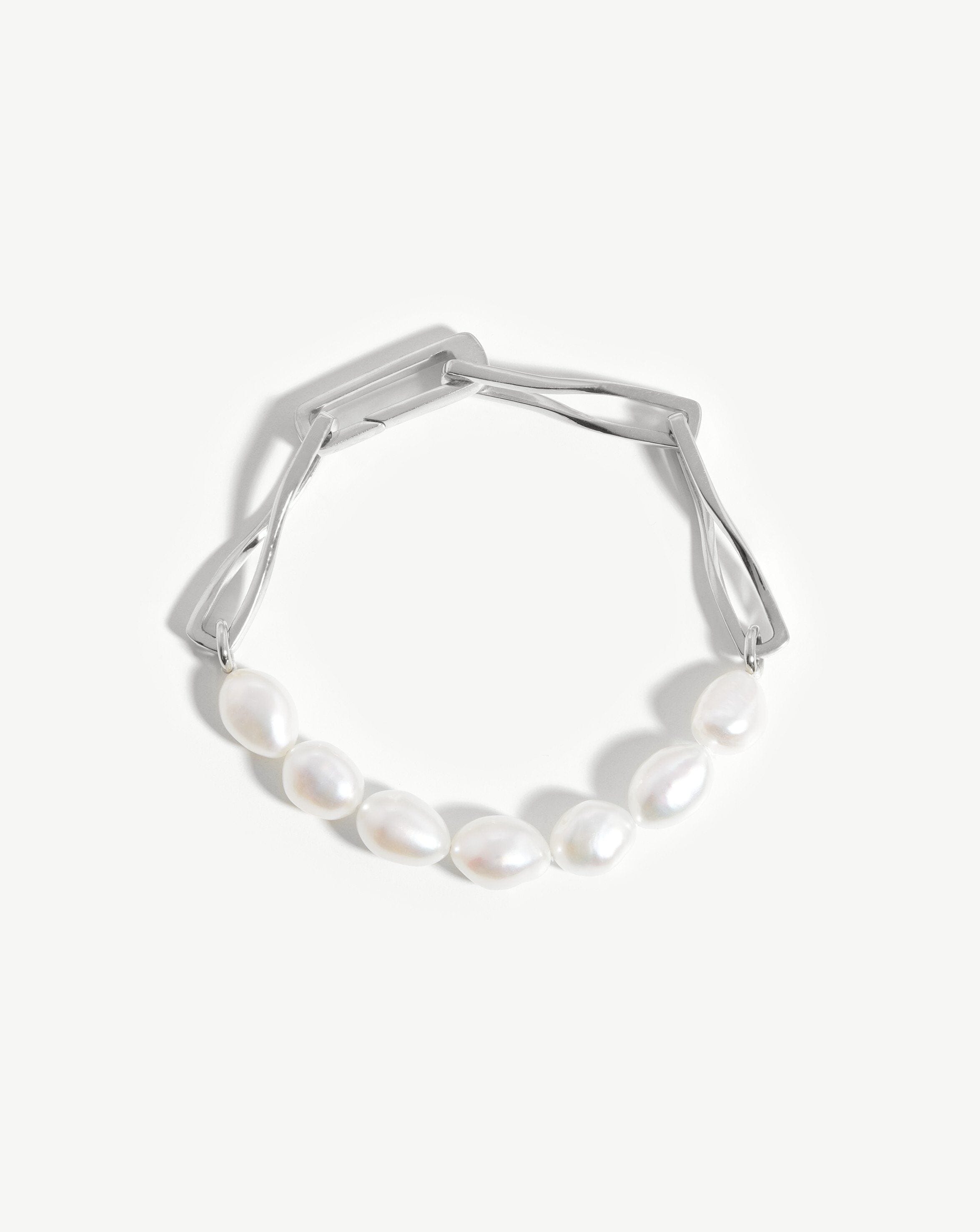 Baroque Pearl Twisted Link Bracelet | Silver Plated/Pearl Bracelets Missoma 