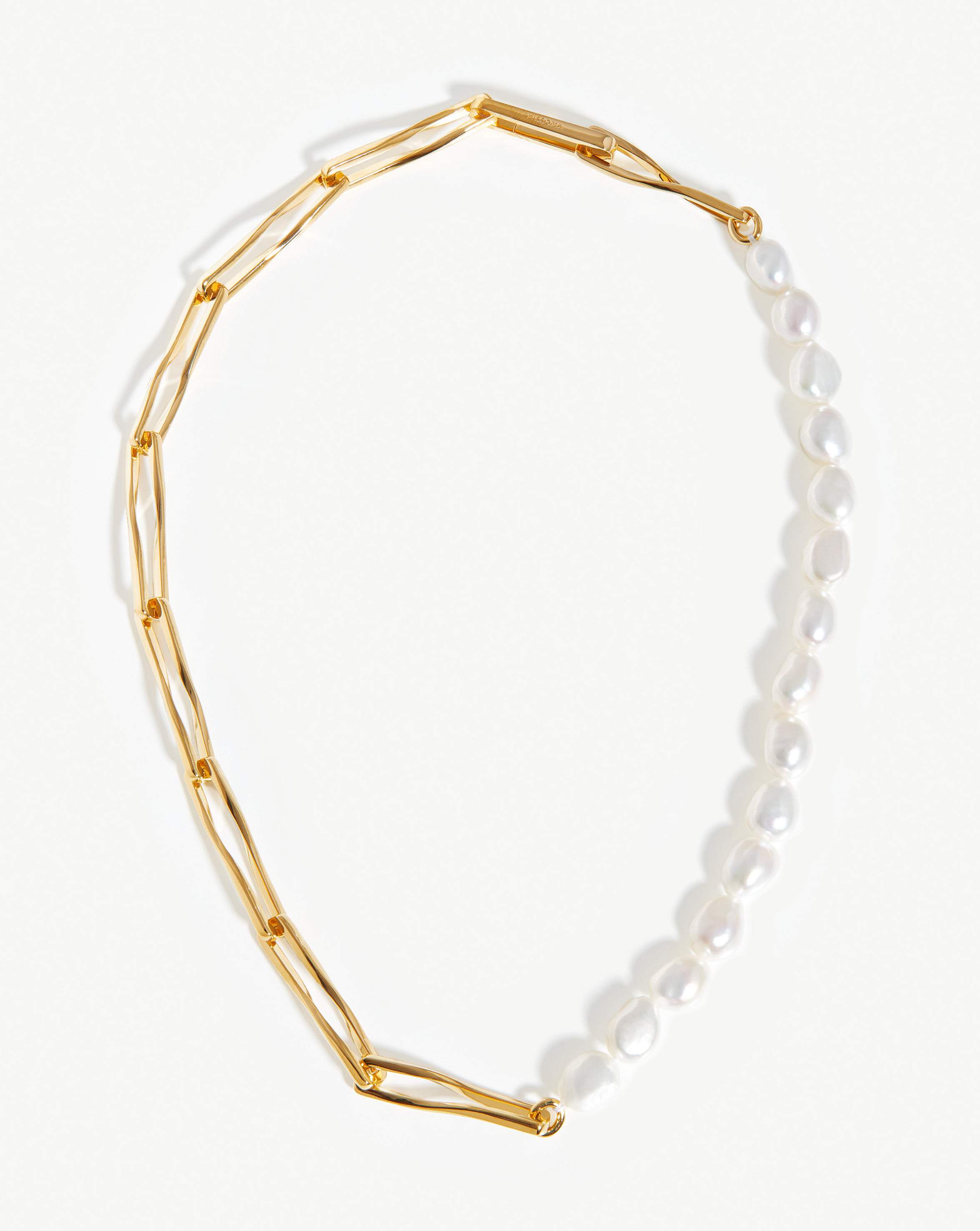 Baroque Pearl Twisted Link Necklace | 18ct Gold Plated/Pearl Necklaces Missoma 