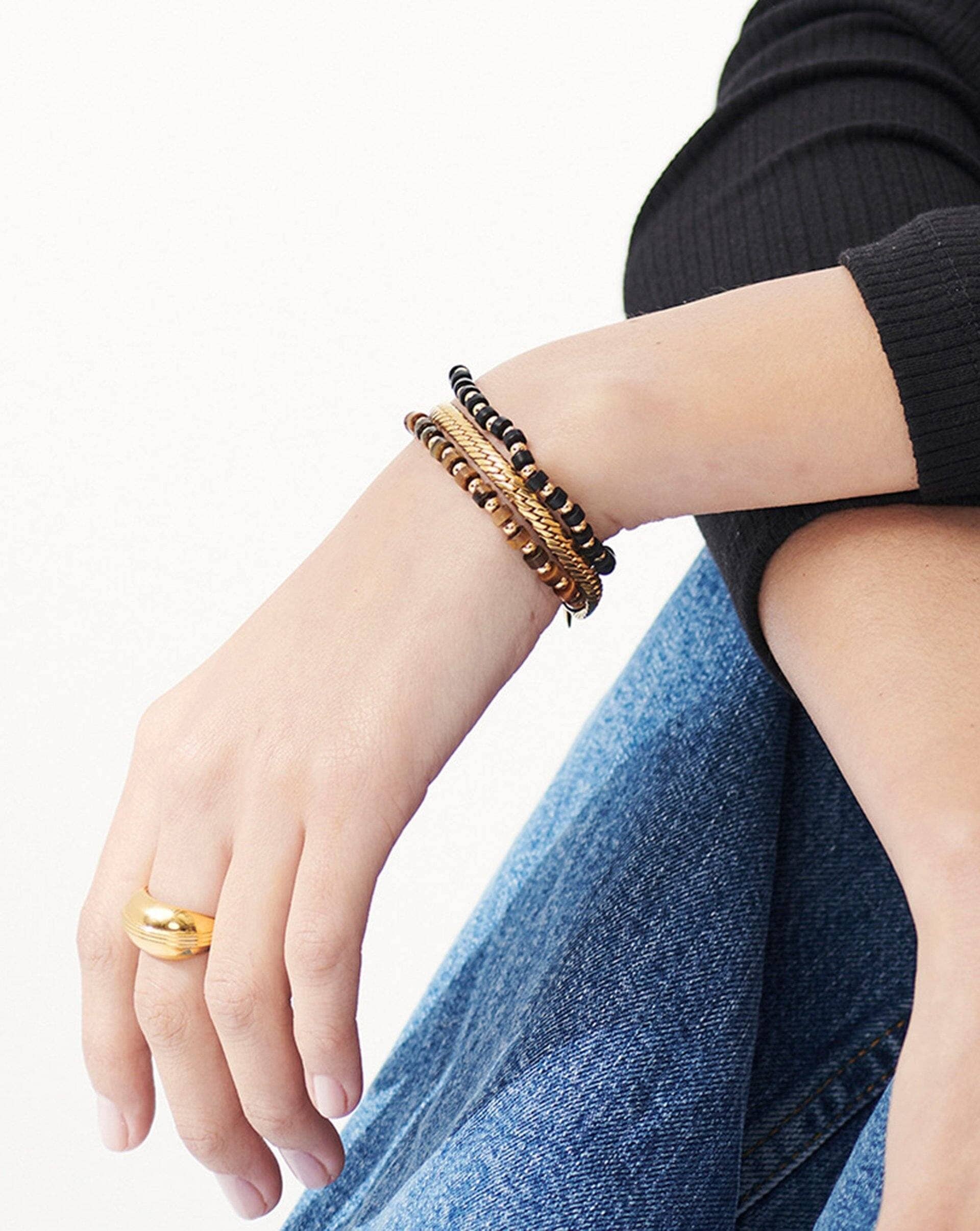 Beaded Bracelet | 18ct Gold Plated/Black Onyx Bracelets Missoma 