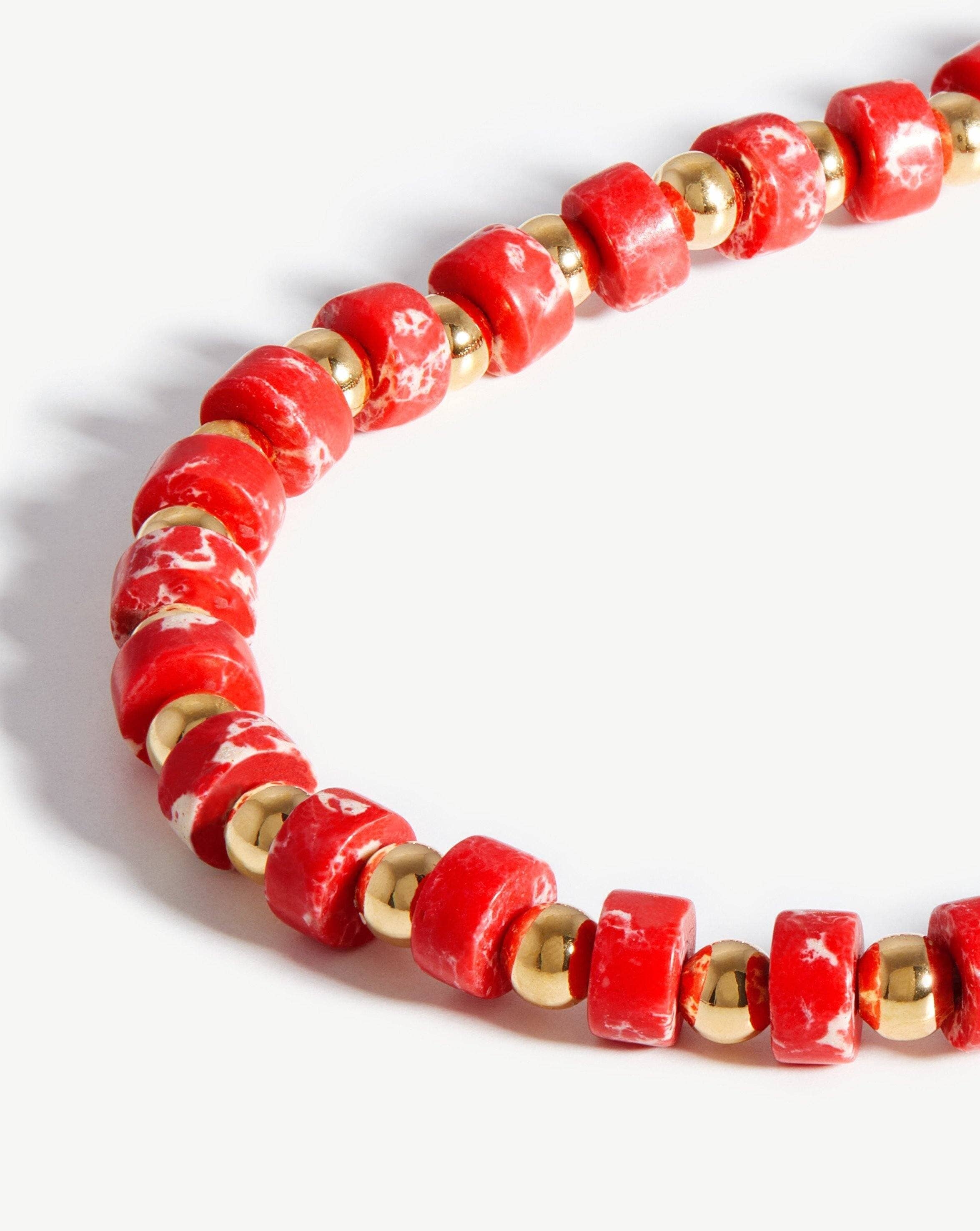 Beaded Bracelet | 18ct Gold Plated/Red Imperial Jasper Bracelets Missoma 