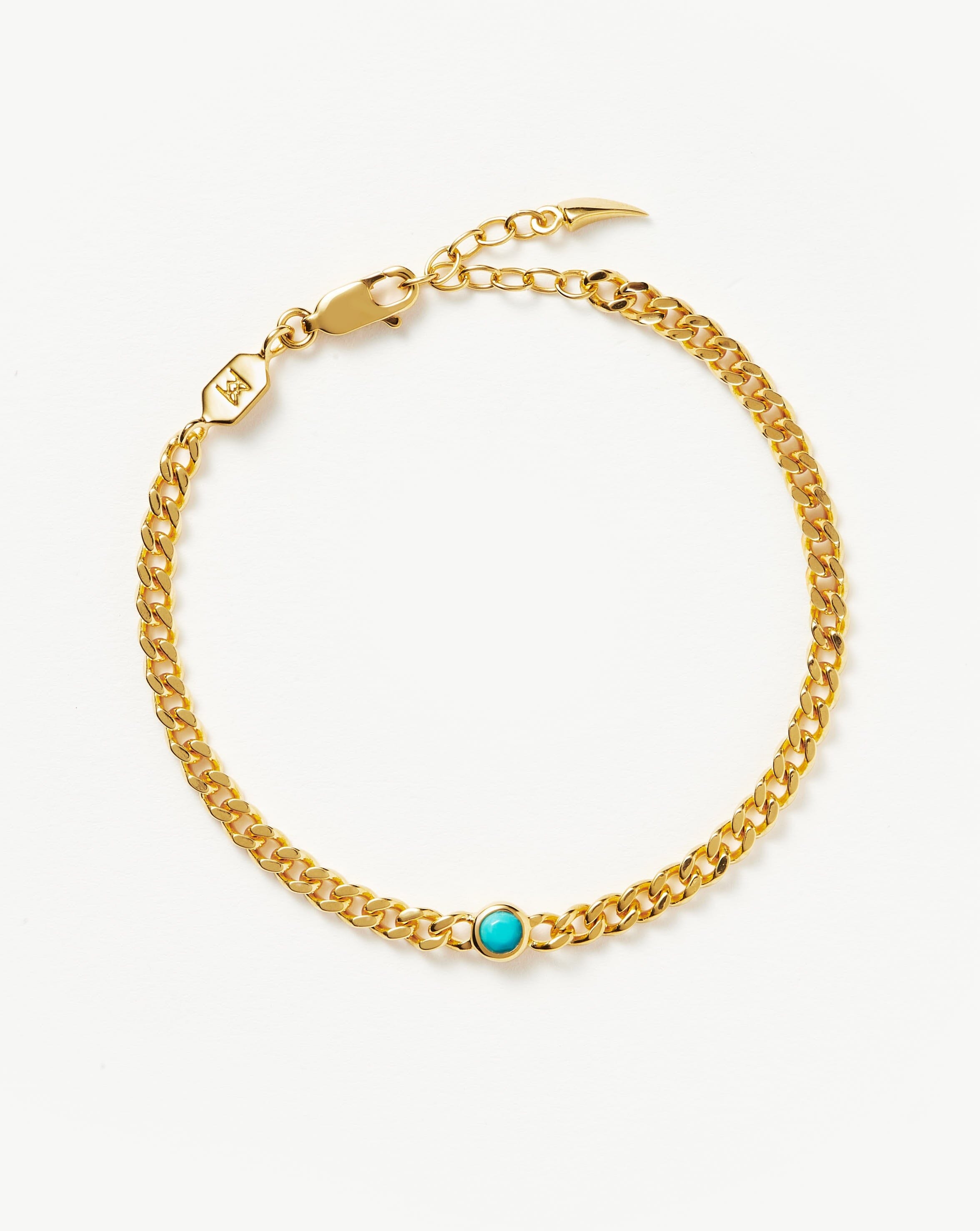 Birthstone Chain Bracelet - December | 18ct Gold Plated Vermeil/Turquoise Bracelets Missoma 