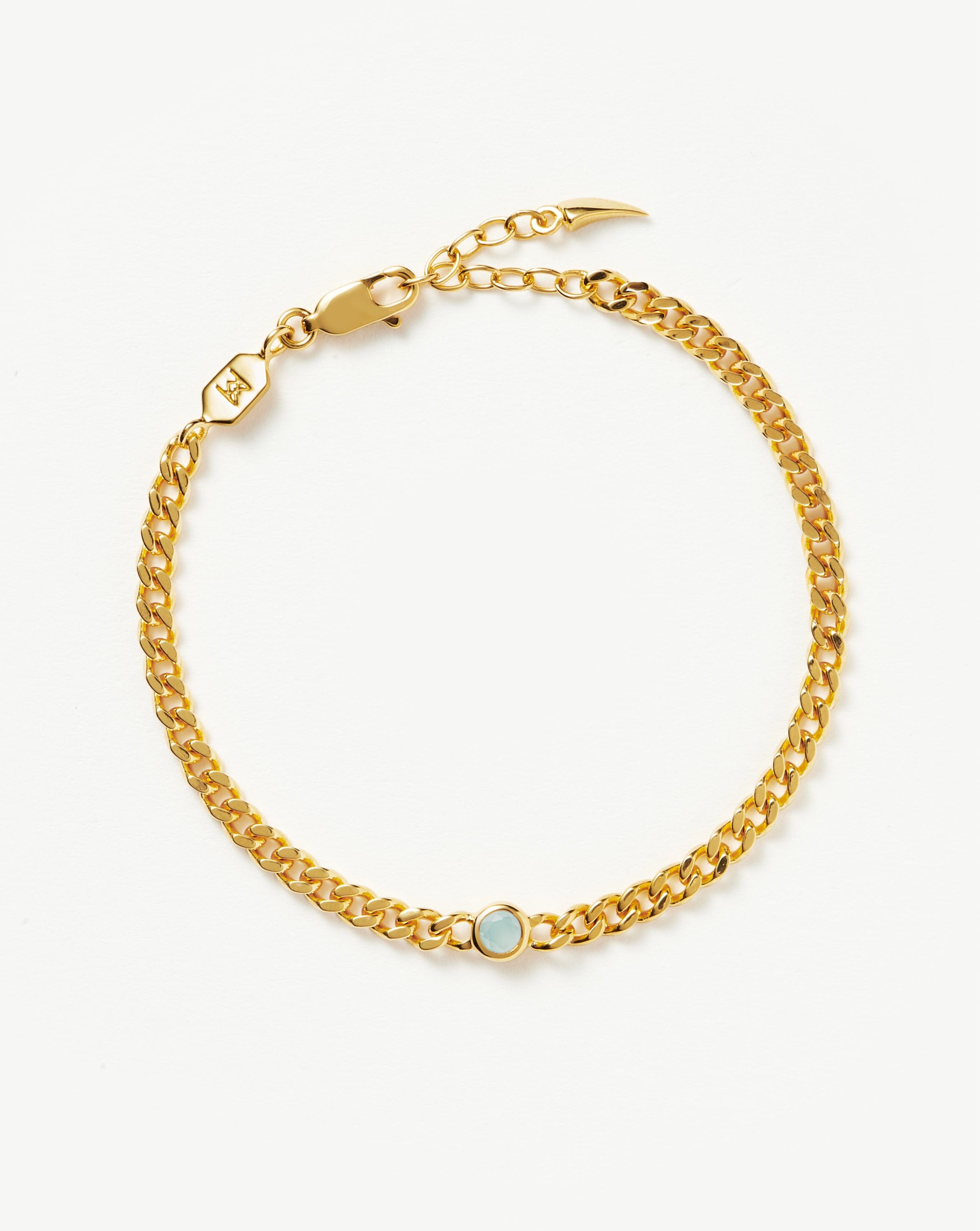 Birthstone Chain Bracelet - March | 18ct Gold Plated Vermeil/Aqua Chalcedony Bracelets Missoma 