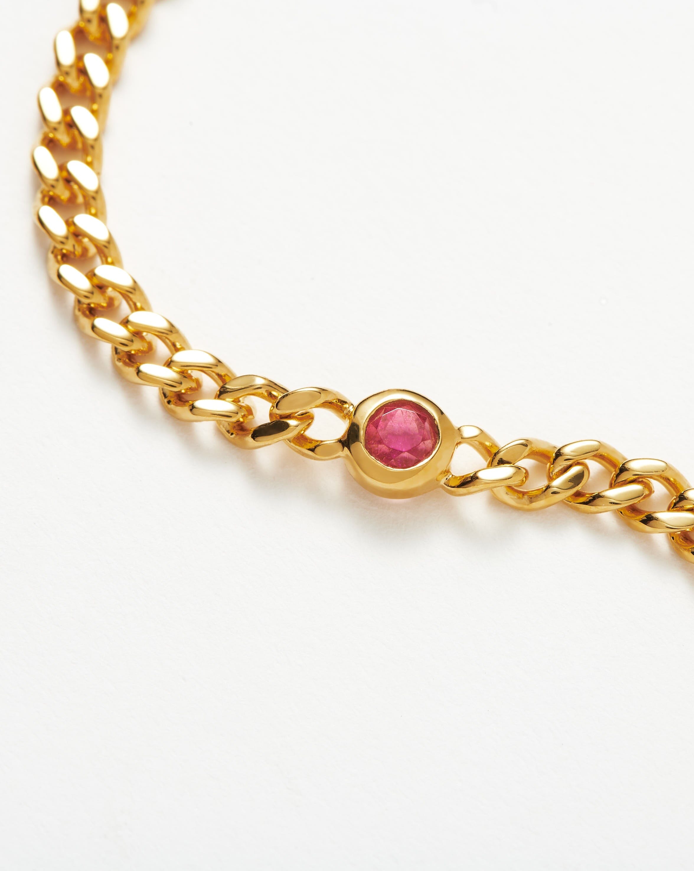 Birthstone Chain Bracelet - October | 18ct Gold Plated Vermeil/Pink Tourmaline Bracelets Missoma 