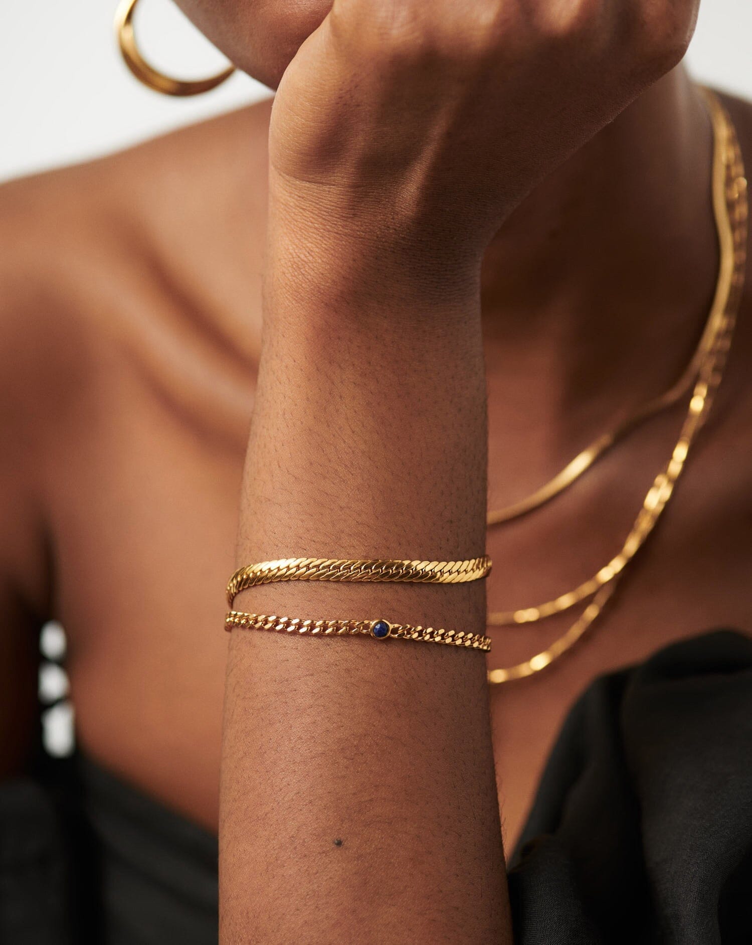 Birthstone Chain Bracelet - September | 18ct Gold Plated Vermeil/Lapis Bracelets Missoma 