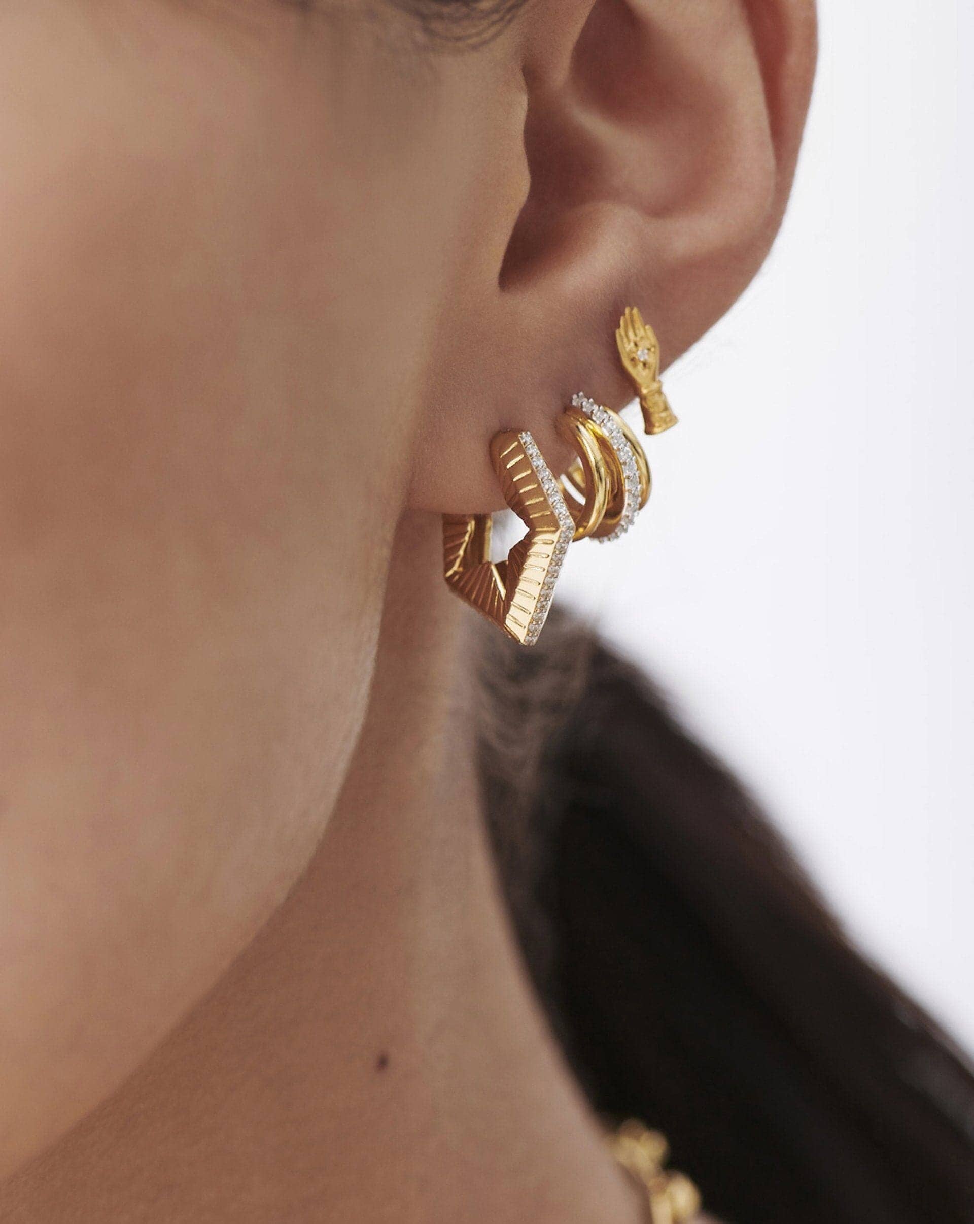 Celestial Medium Pave Star Hoop Earrings | 18ct Gold Plated Vermeil/Cubic Zirconia Earrings Missoma 