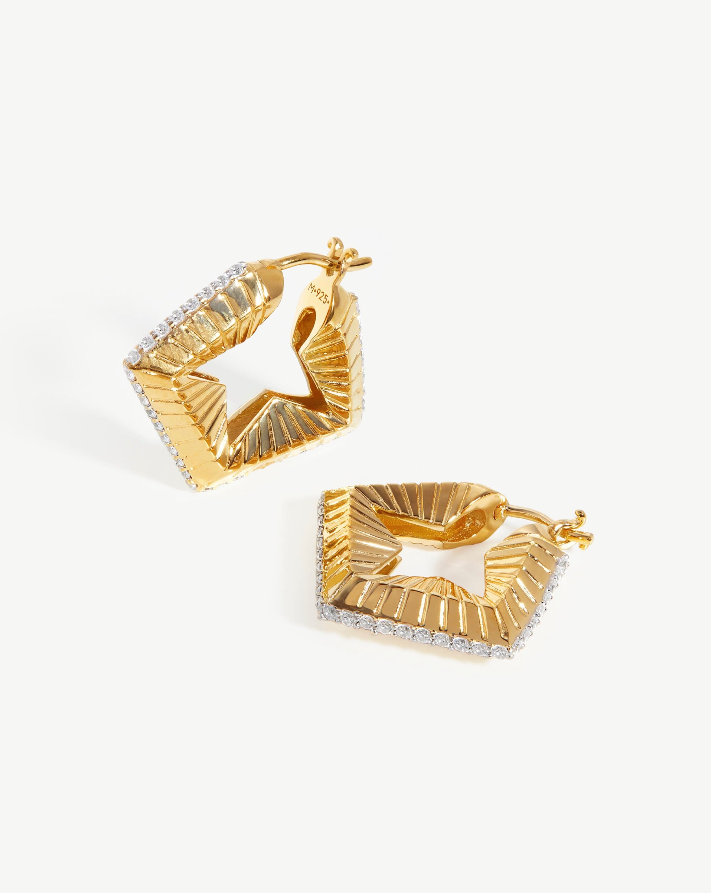 Celestial Medium Pave Star Hoop Earrings | 18ct Gold Plated Vermeil/Cubic Zirconia Earrings Missoma 