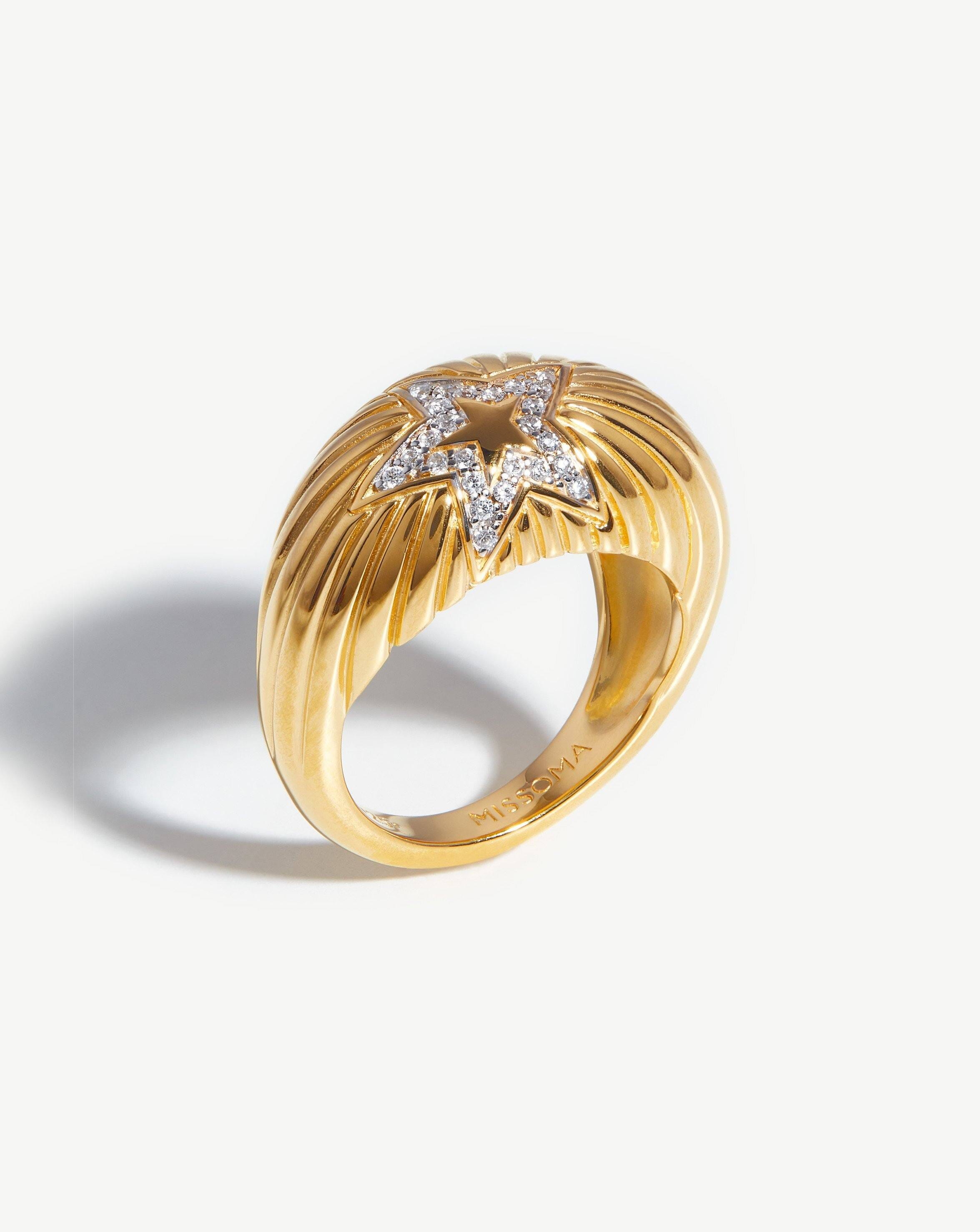 Celestial Ridge Pave Star Dome Ring | 18ct Gold Plated Vermeil/Cubic Zirconia Rings Missoma 