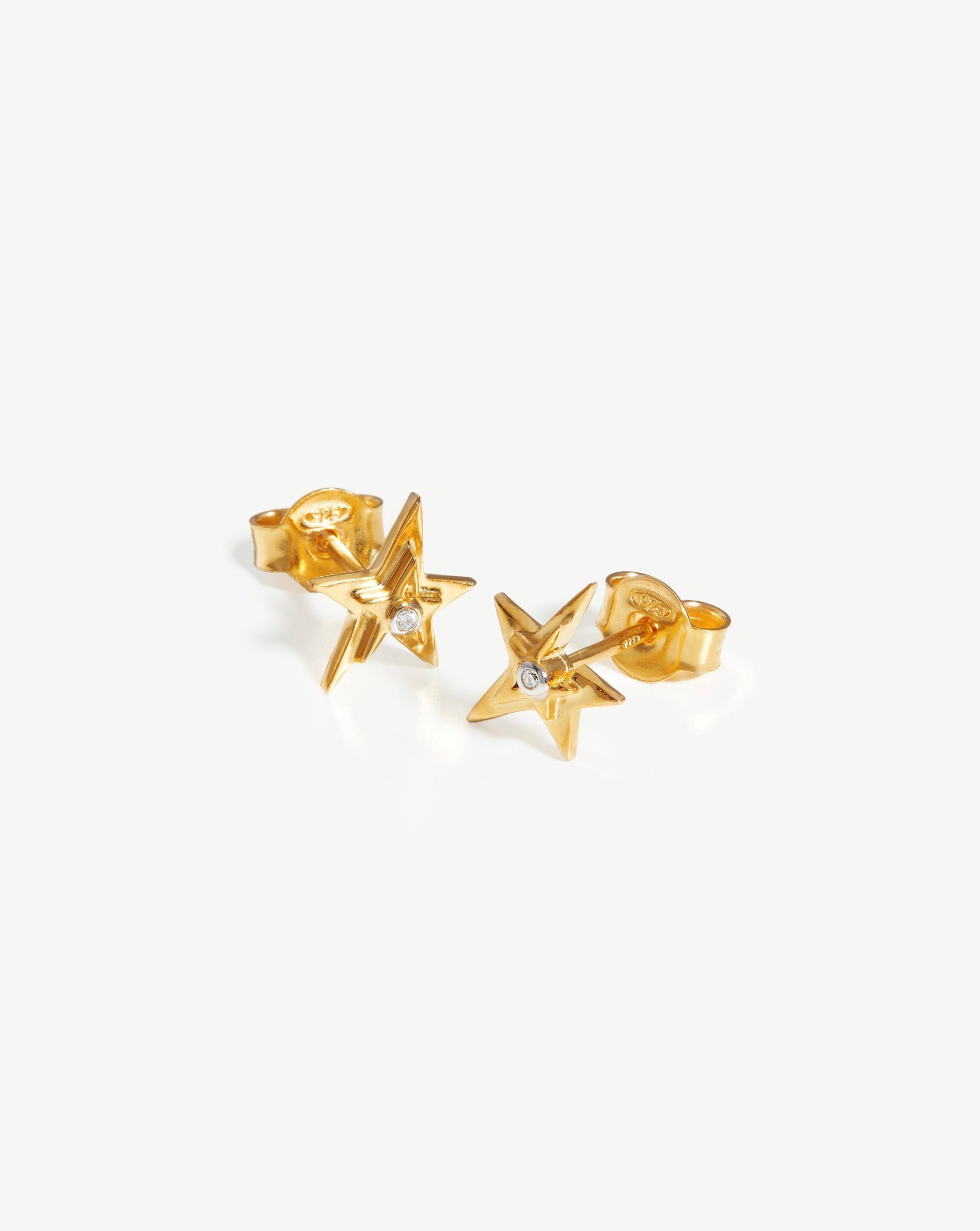 Celestial Single Stone Star Stud Earrings | 18ct Gold Plated Vermeil/Cubic Zirconia Earrings Missoma 