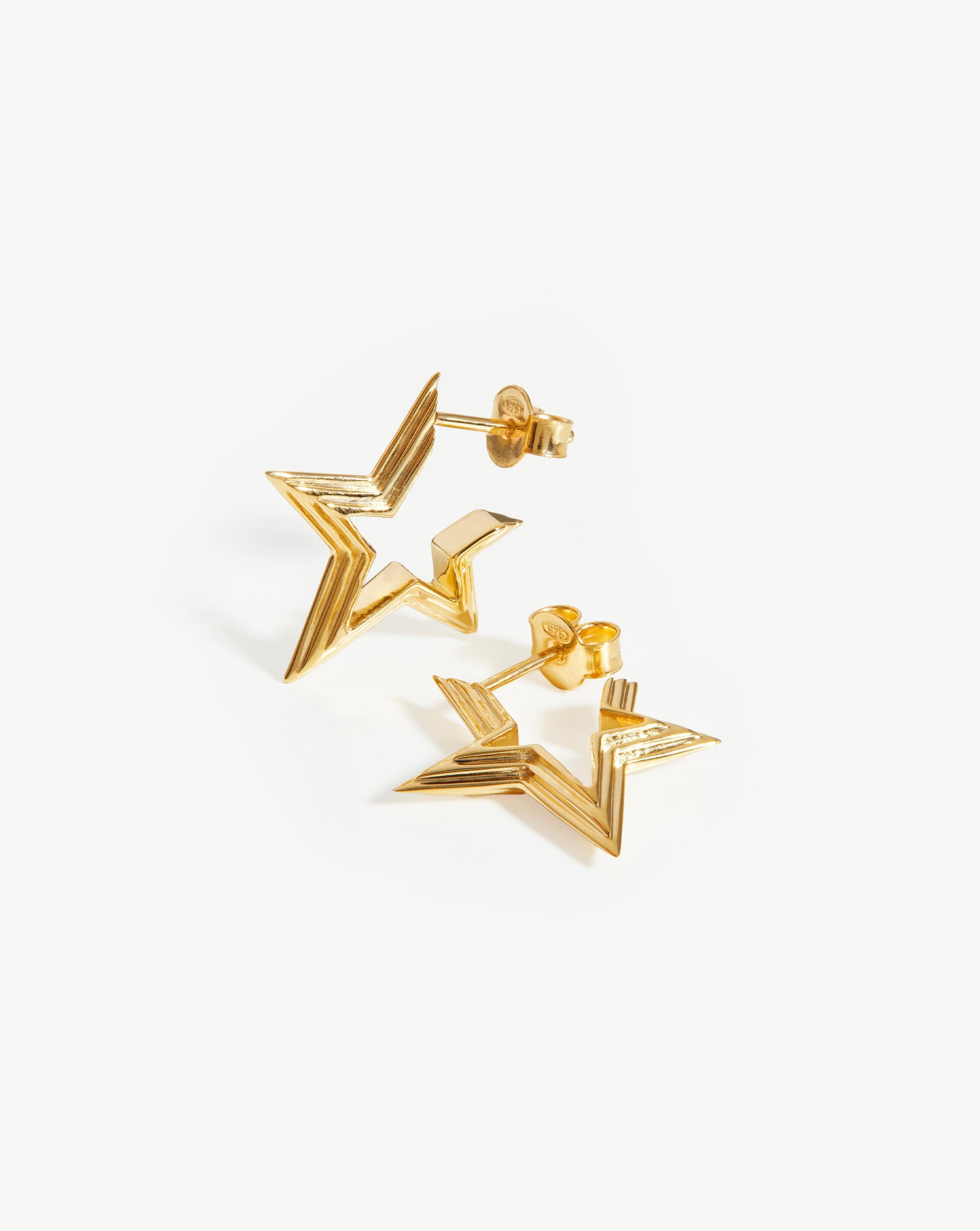 Celestial Small Ridge Star Huggies | 18ct Gold Plated Vermeil Earrings Missoma 