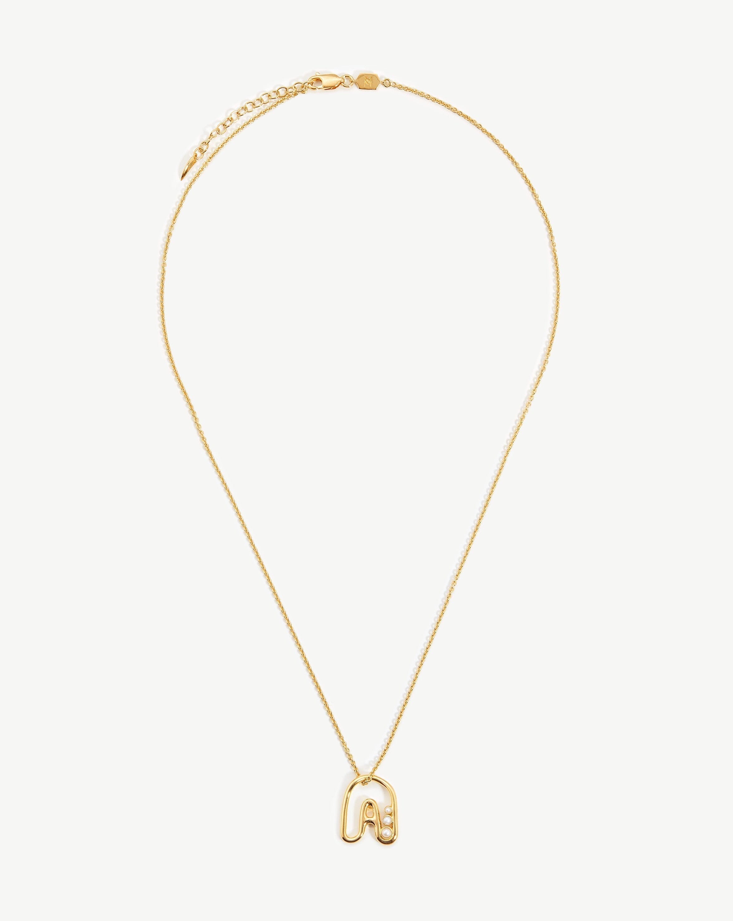 Chubby Pearl Initial Pendant Necklace - Initial A | 18ct Gold Plated Vermeil/Pearl Necklaces Missoma 