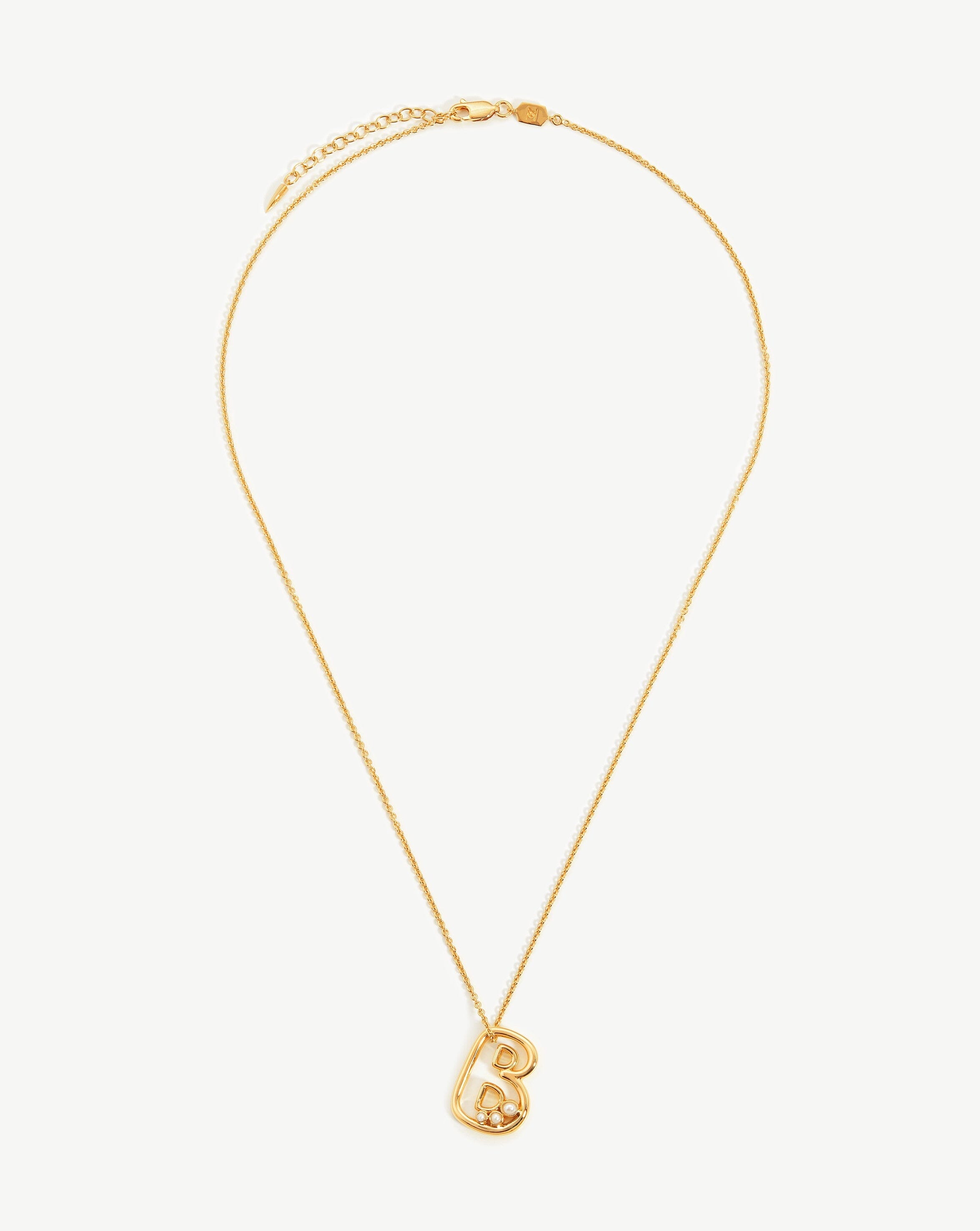 Chubby Pearl Initial Pendant Necklace - Initial B | 18ct Gold Plated Vermeil/Pearl Necklaces Missoma 