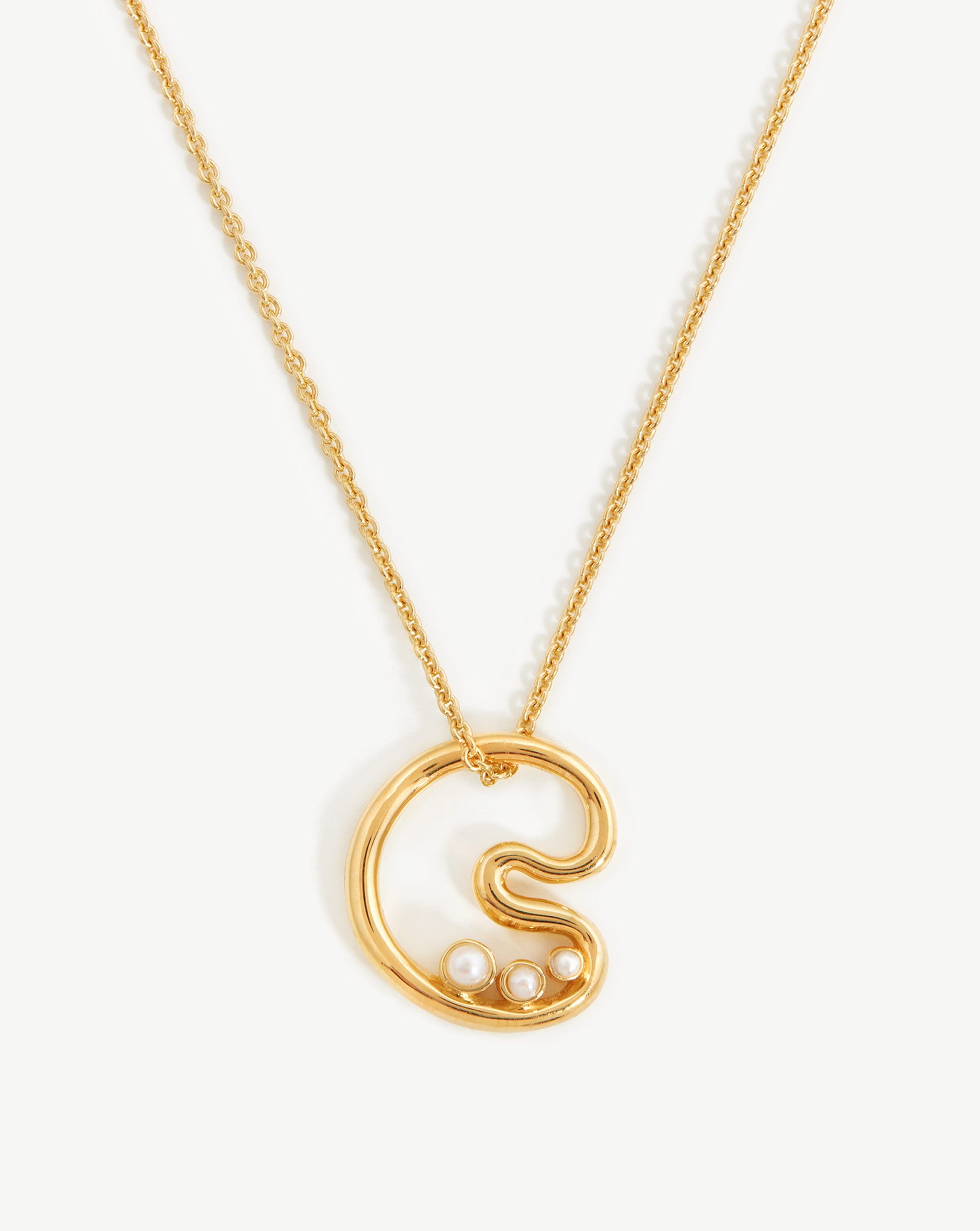 Chubby Pearl Initial Pendant Necklace - Initial C | 18ct Gold Plated Vermeil/Pearl Necklaces Missoma 