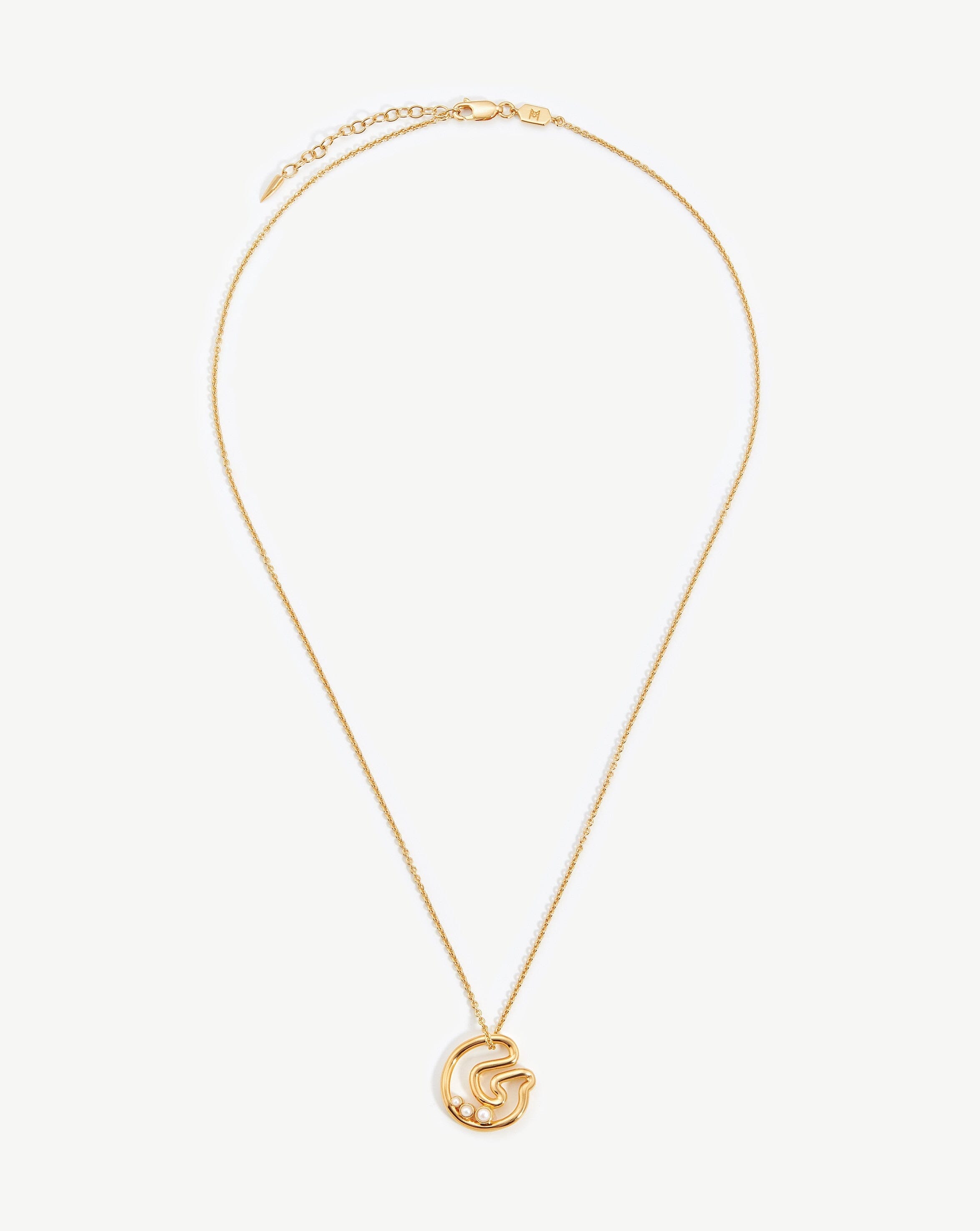 Chubby Pearl Initial Pendant Necklace - Initial G | 18ct Gold Plated Vermeil/Pearl Necklaces Missoma 