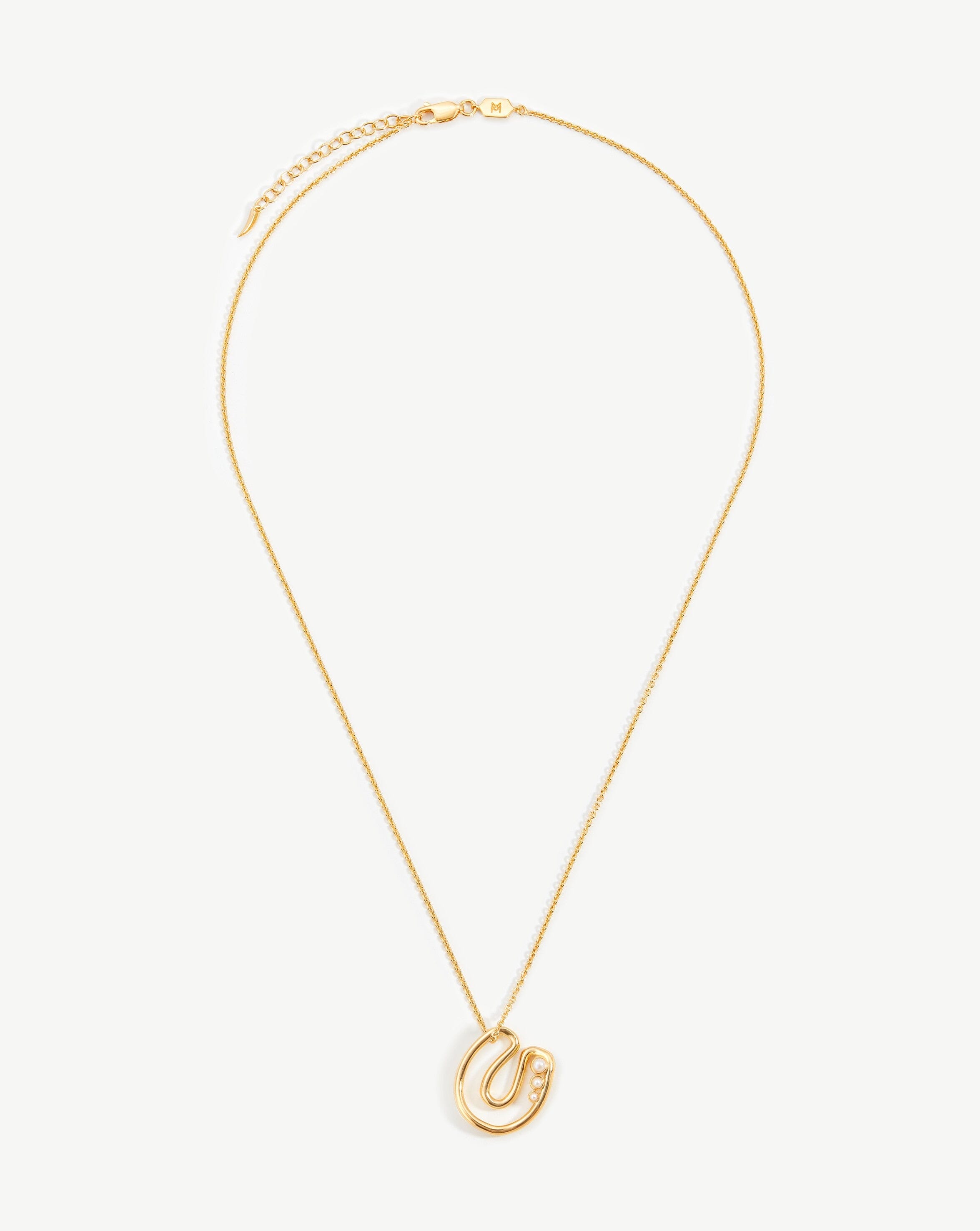 Chubby Pearl Initial Pendant Necklace - Initial U | 18ct Gold Plated Vermeil/Pearl Necklaces Missoma 