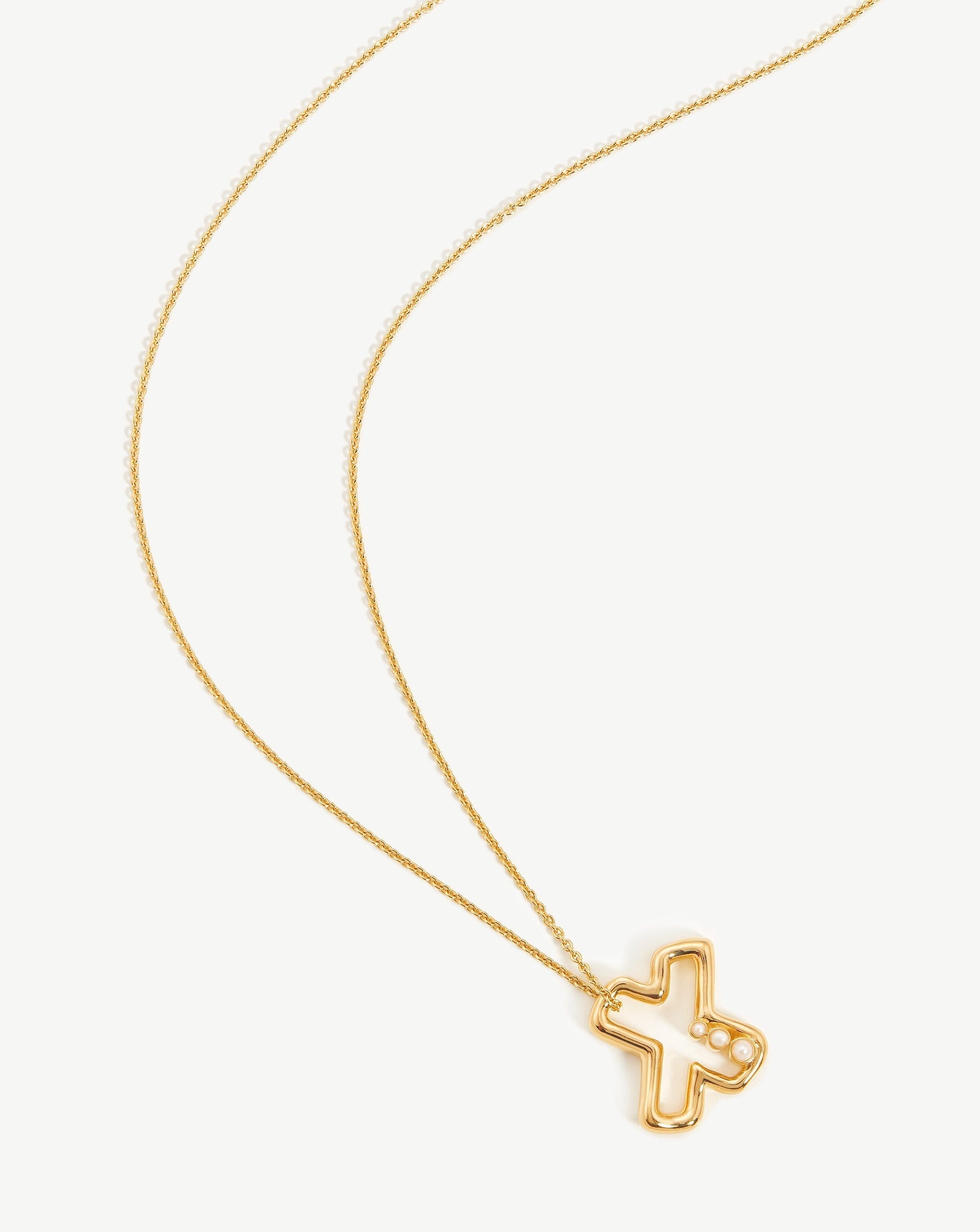 Chubby Pearl Initial Pendant Necklace - Initial X | 18ct Gold Plated Vermeil/Pearl Necklaces Missoma 